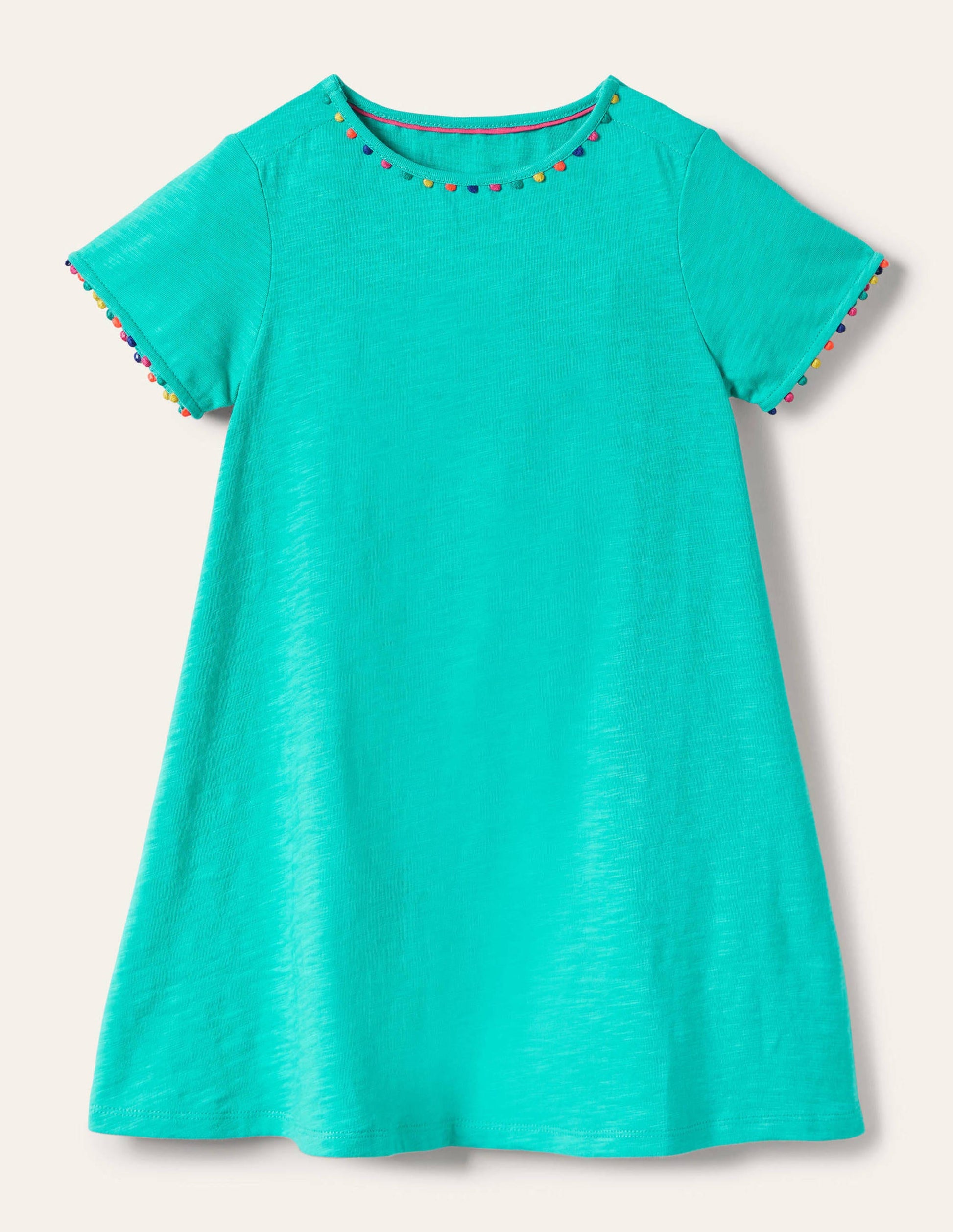 Charlie Jerseykleid mit Bommeln-Türkis-1
