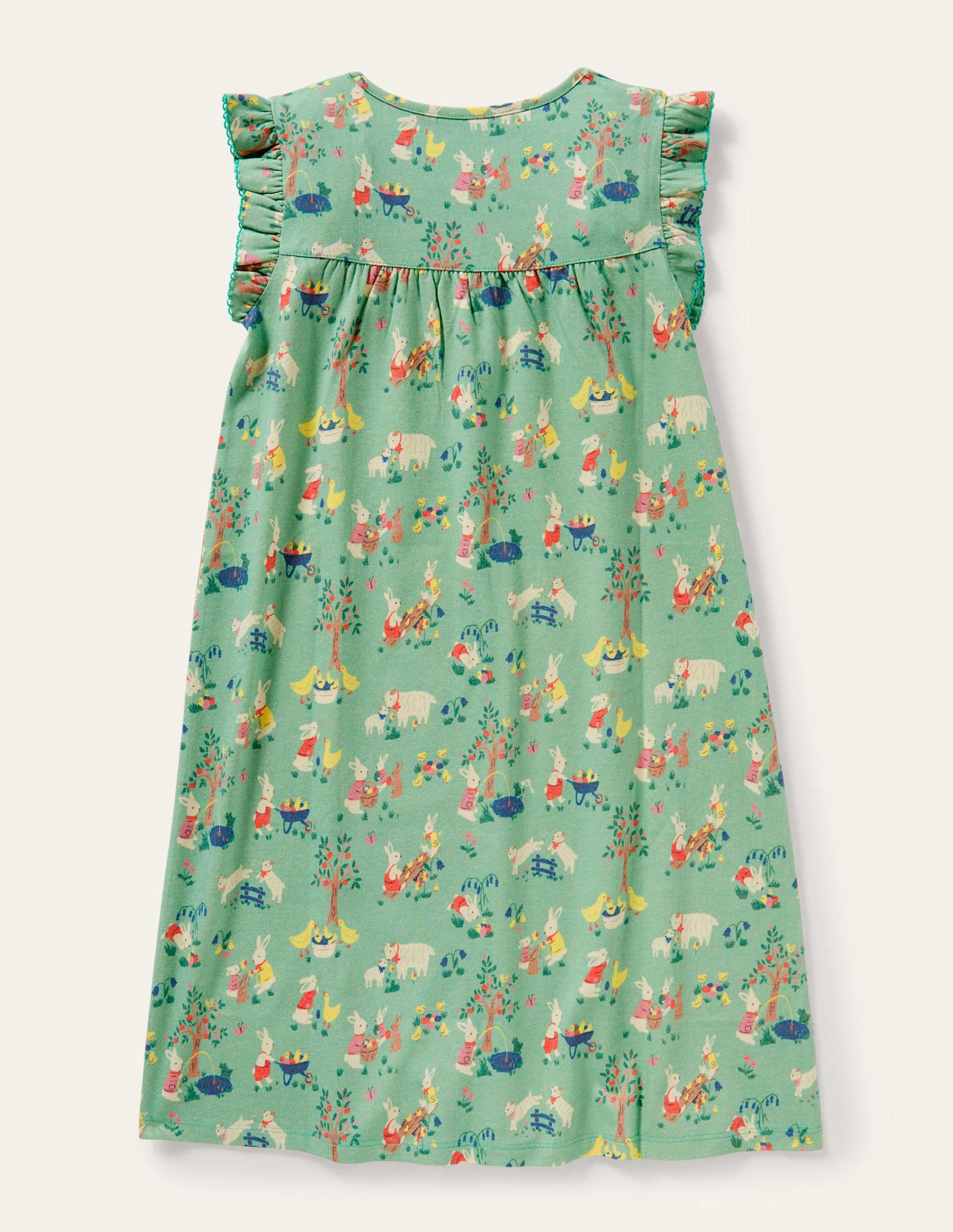 Printed Short-sleeved Nightie-Fountain Green Spring Time-2