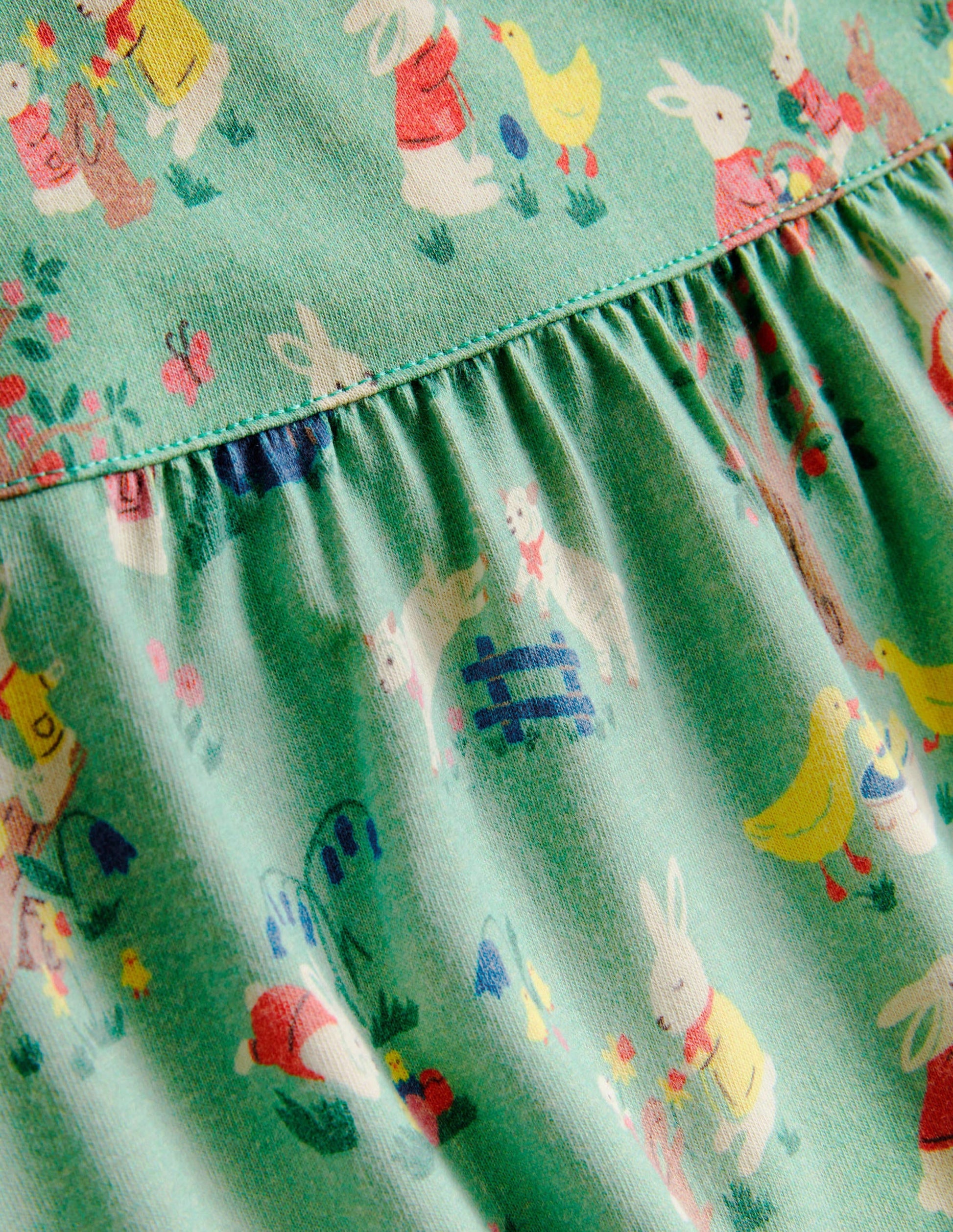Printed Short-sleeved Nightie-Fountain Green Spring Time-3