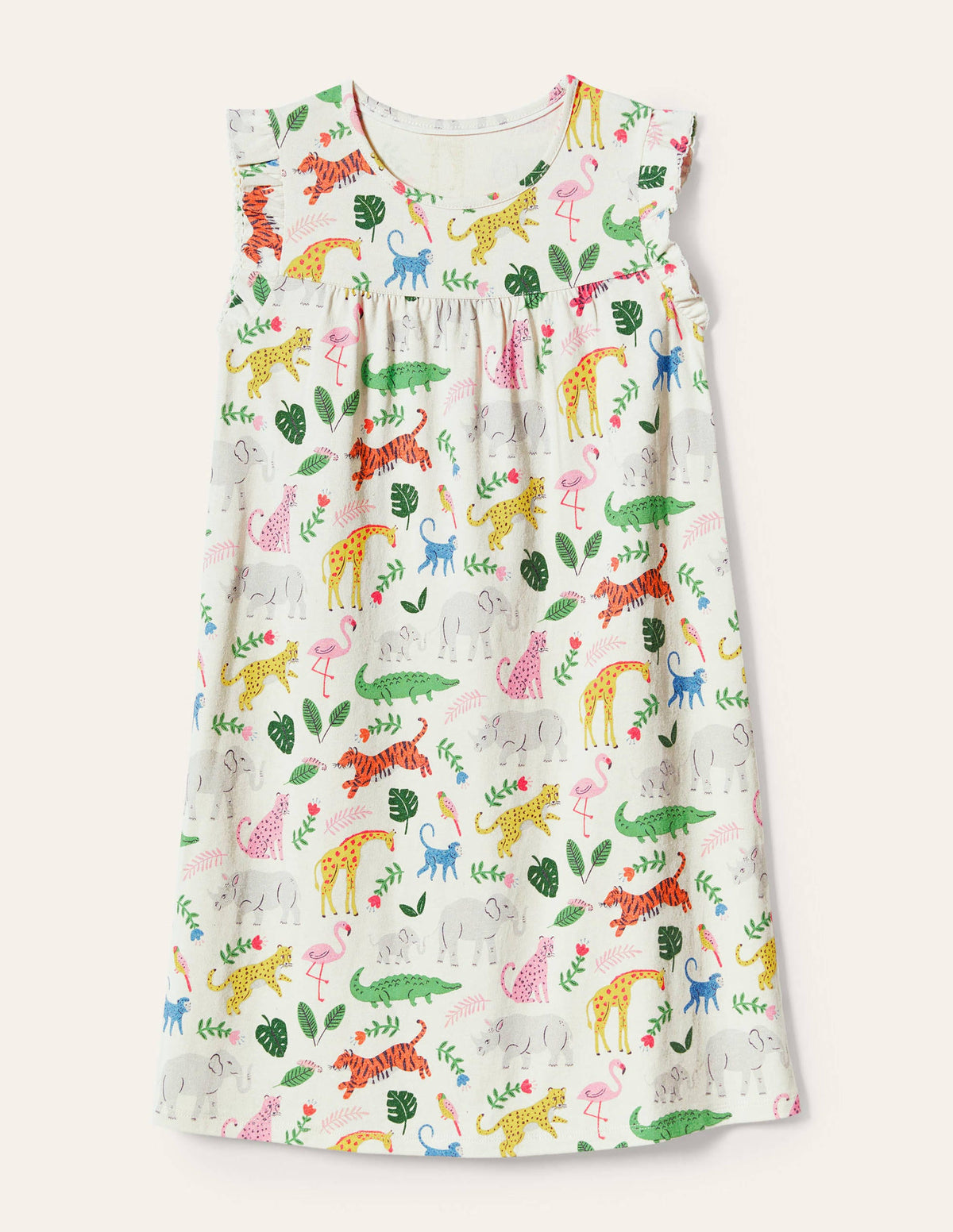 Printed Short-sleeved Nightie-Multi Jungle Stamp - Image 1