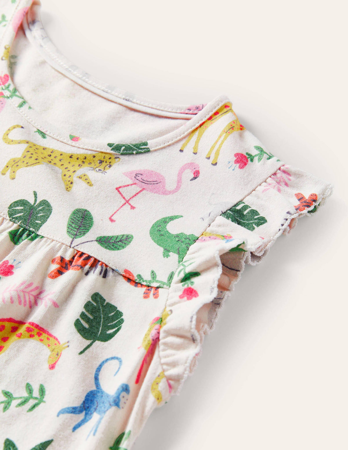 Printed Short-sleeved Nightie-Multi Jungle Stamp - Image 3