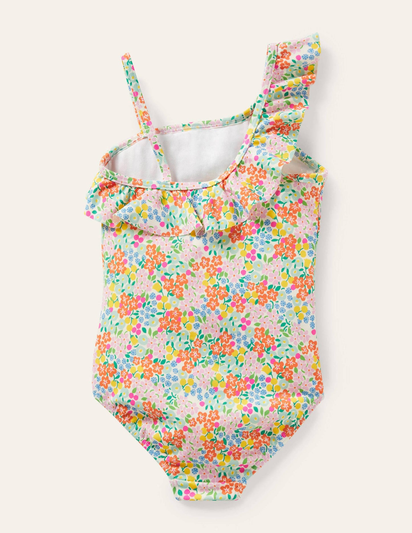 Badeanzug mit einer Schulter und Rüschen-Bunt, Tropisches Blumenbeet