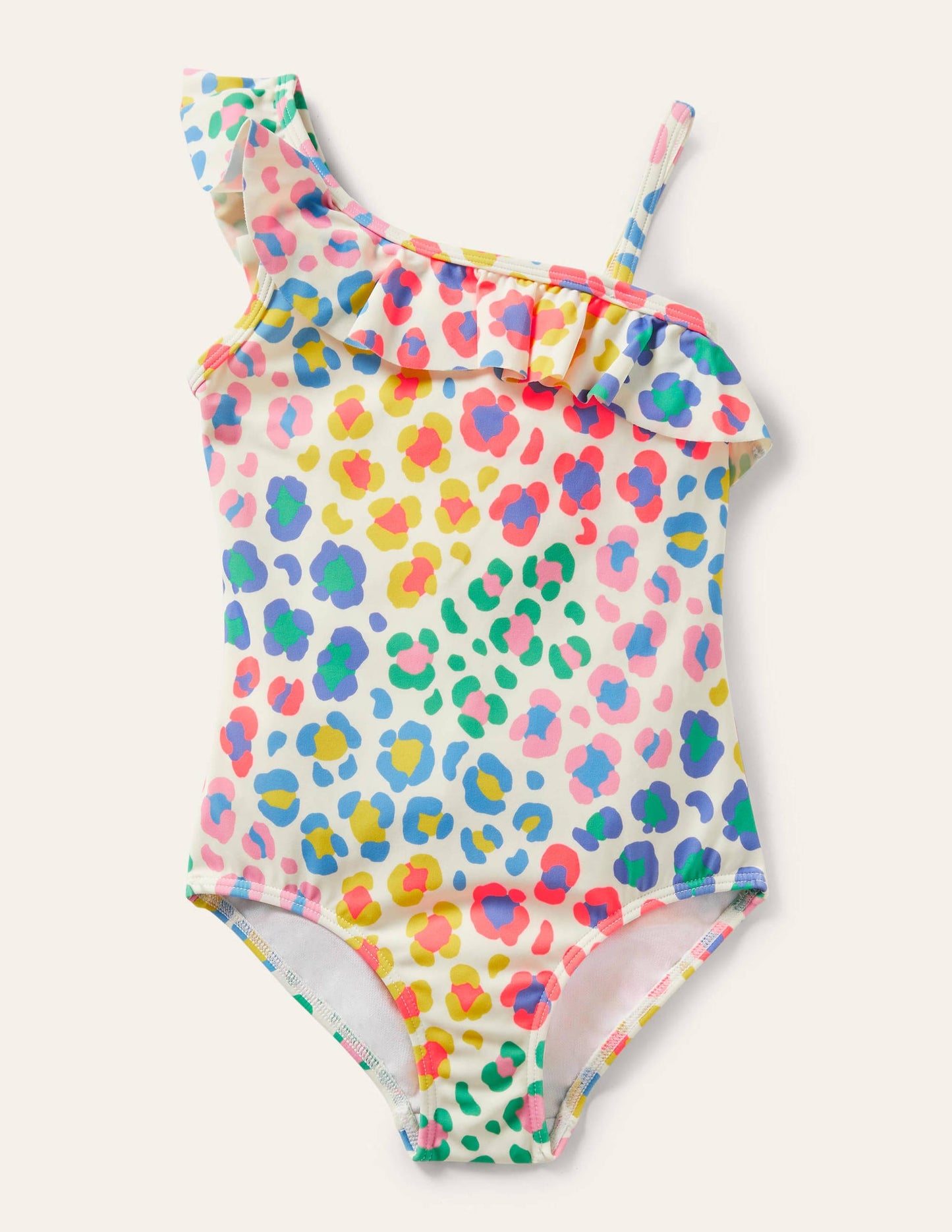 Badeanzug mit einer Schulter und Rüschen-Bunt, Leopardenmuster