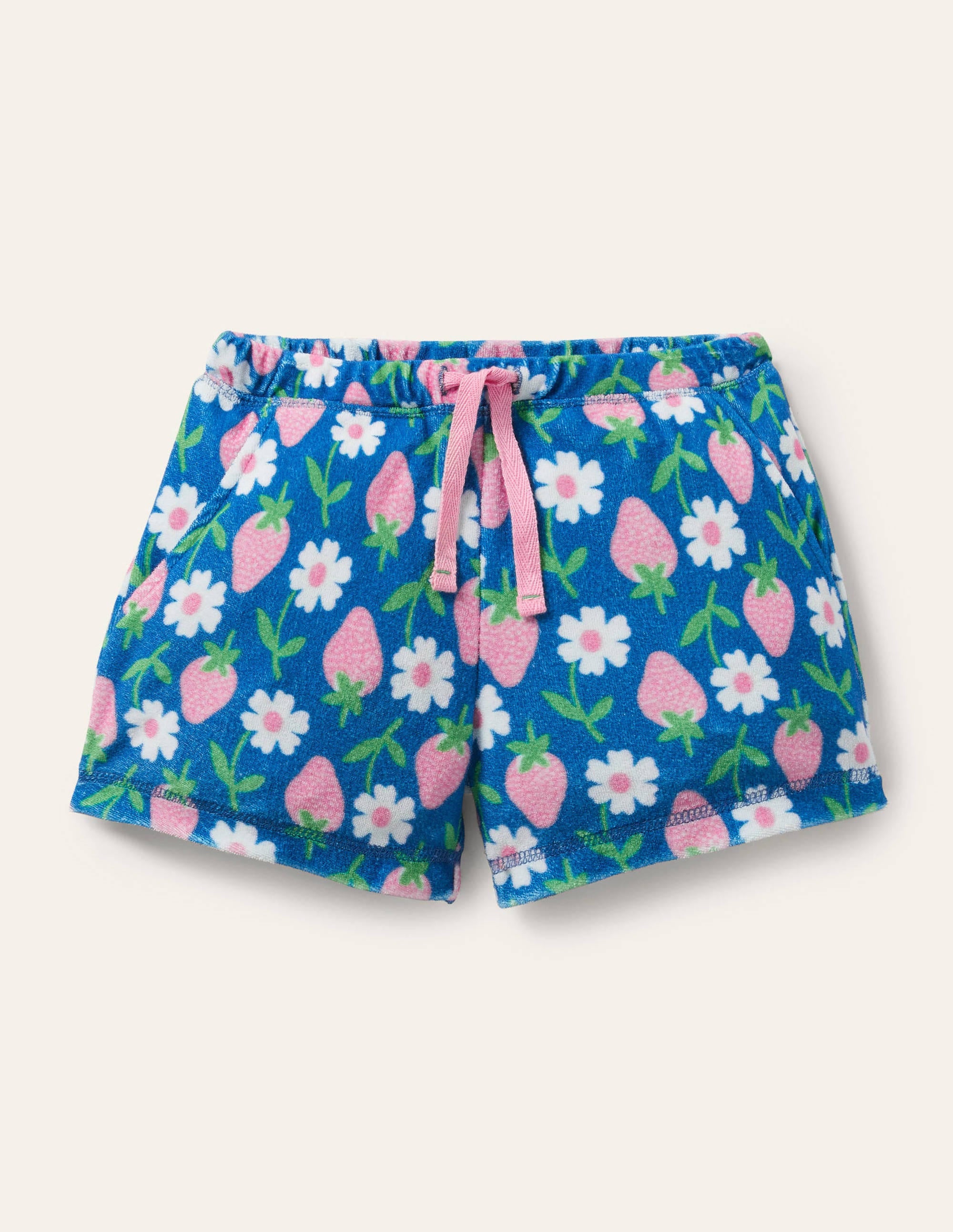 Frottee-Shorts-Strahlendes Marineblau, Erdbeeren - Image 1