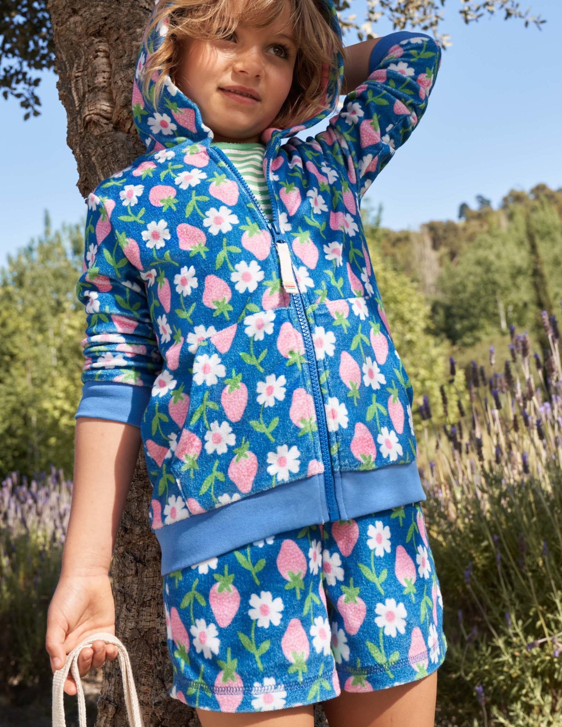 Frottee-Shorts-Strahlendes Marineblau, Erdbeeren-4