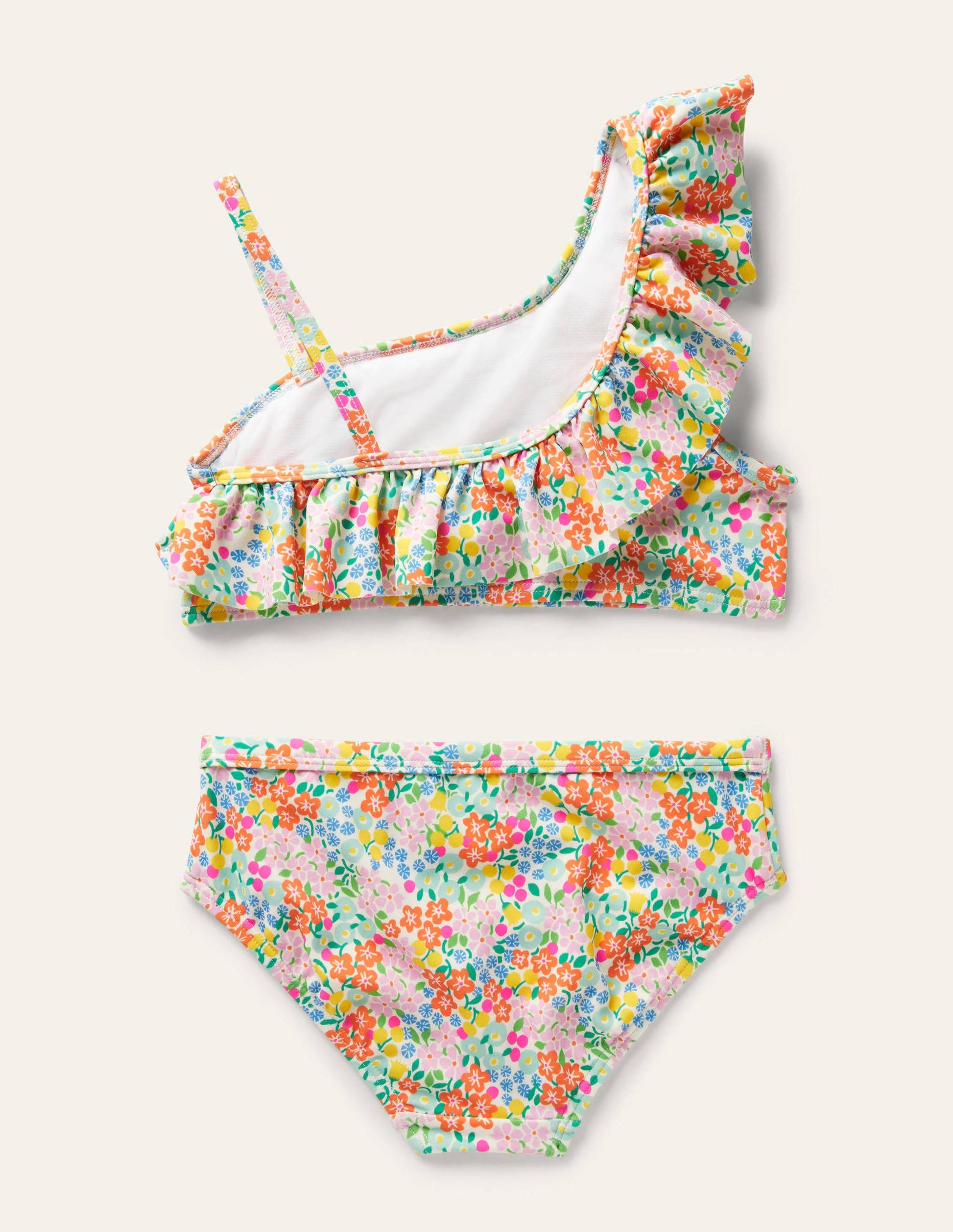Bikini asymétrique à volants-Lit de fleurs tropicales multi-2