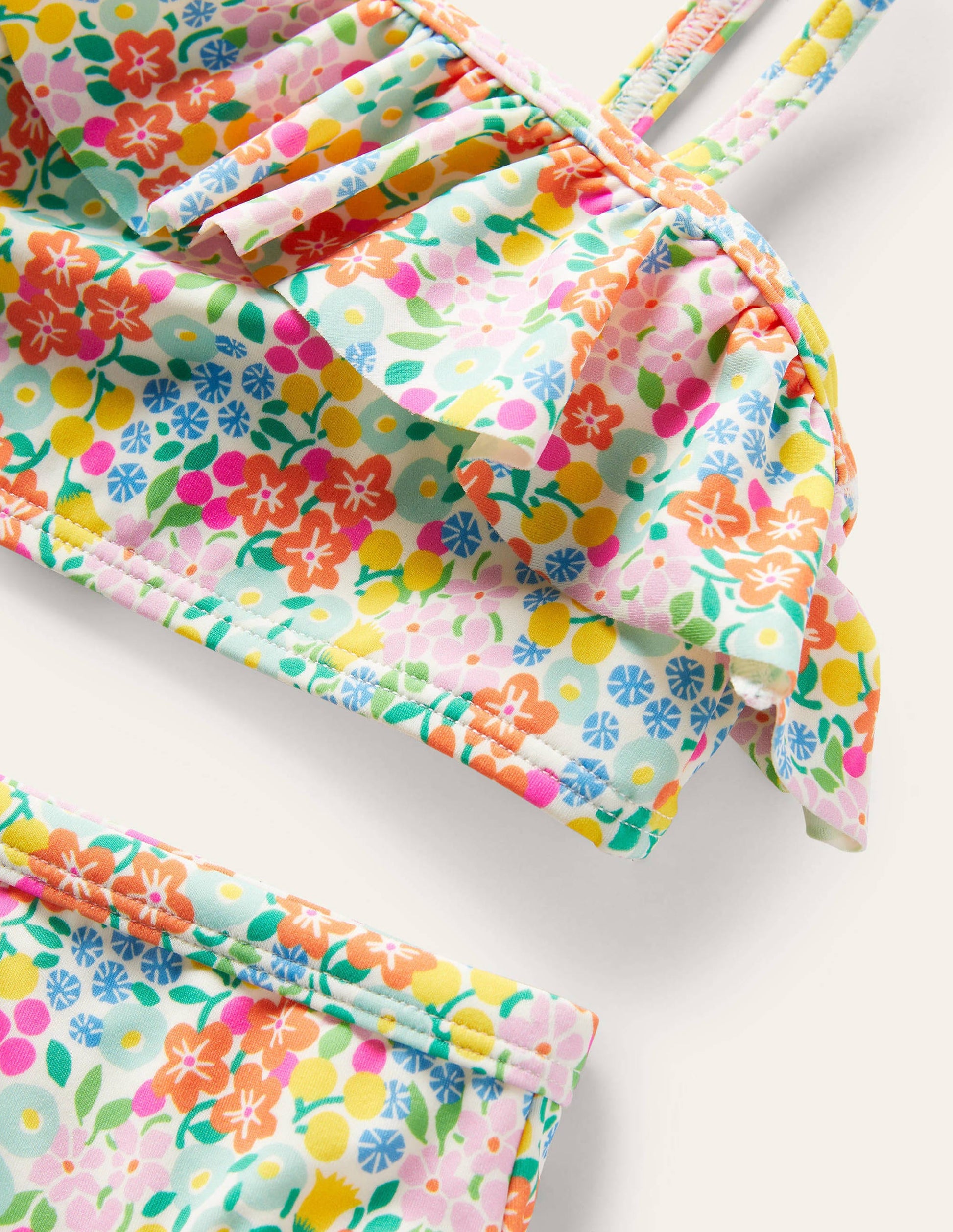 Bikini asymétrique à volants-Lit de fleurs tropicales multi-3