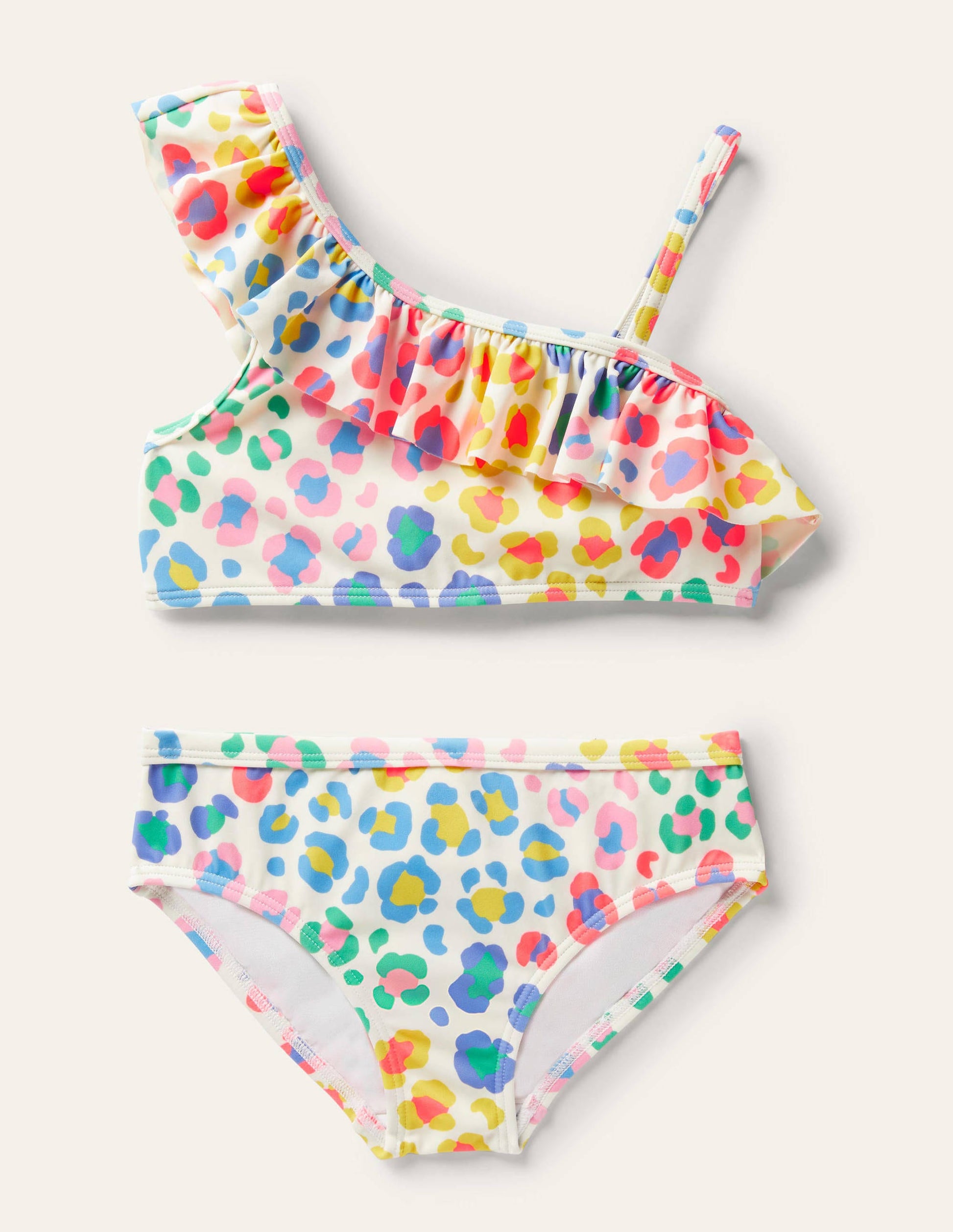 Bikini asymétrique à volants-Imprimé léopard multi-1