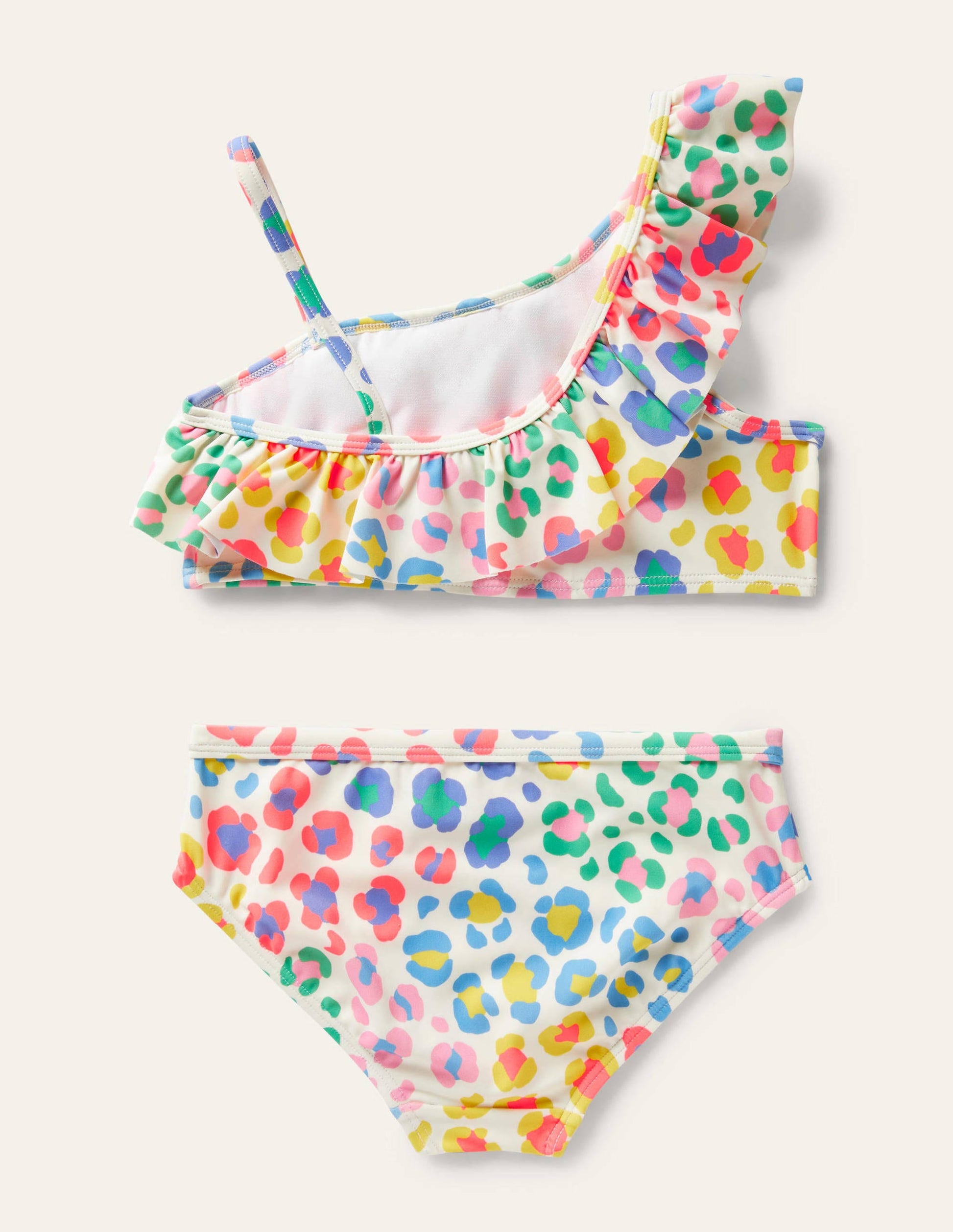 Bikini asymétrique à volants-Imprimé léopard multi-2