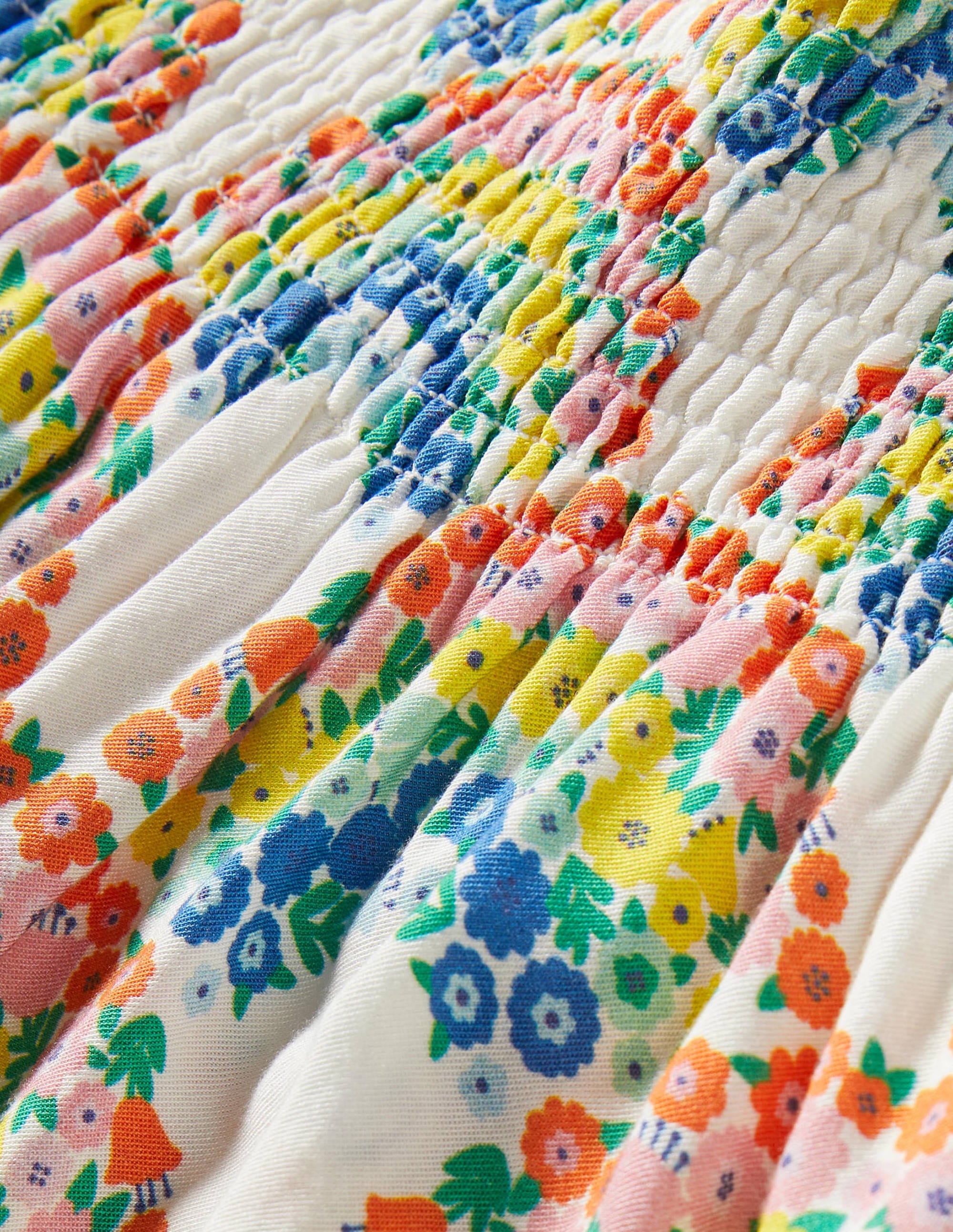 Smokoberteil mit Trägern zum Binden-Bunt, Regenbogenblumen - Image 3