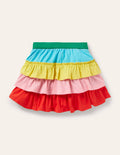 Jersey-Skort mit Rüschen-Bunt, Blockfarben