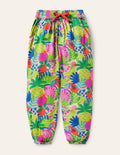 Relaxed Woven Printed Trousers-Multi Tropical Fruit