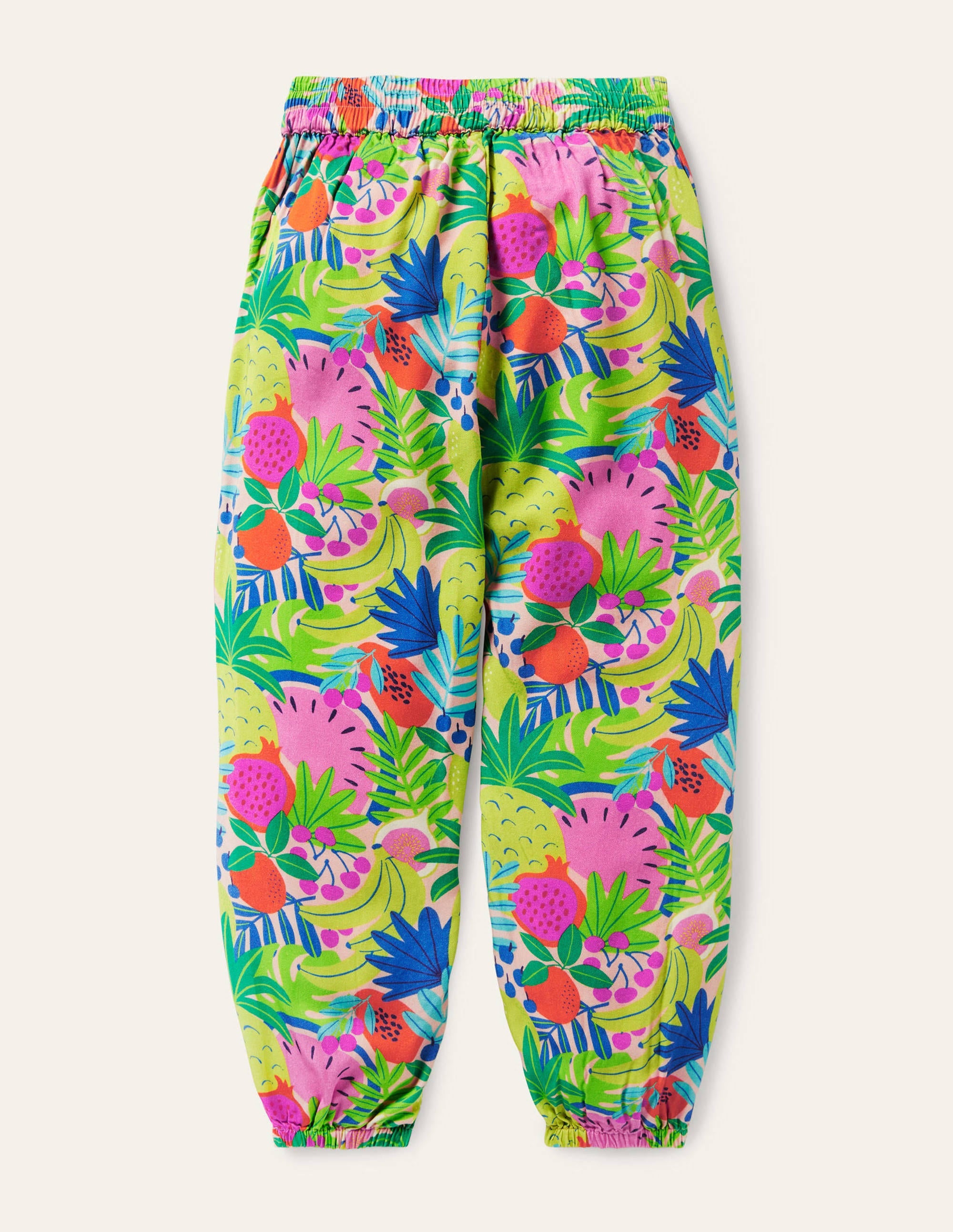 Relaxed Woven Printed Trousers-Multi Tropical Fruit - Image 2
