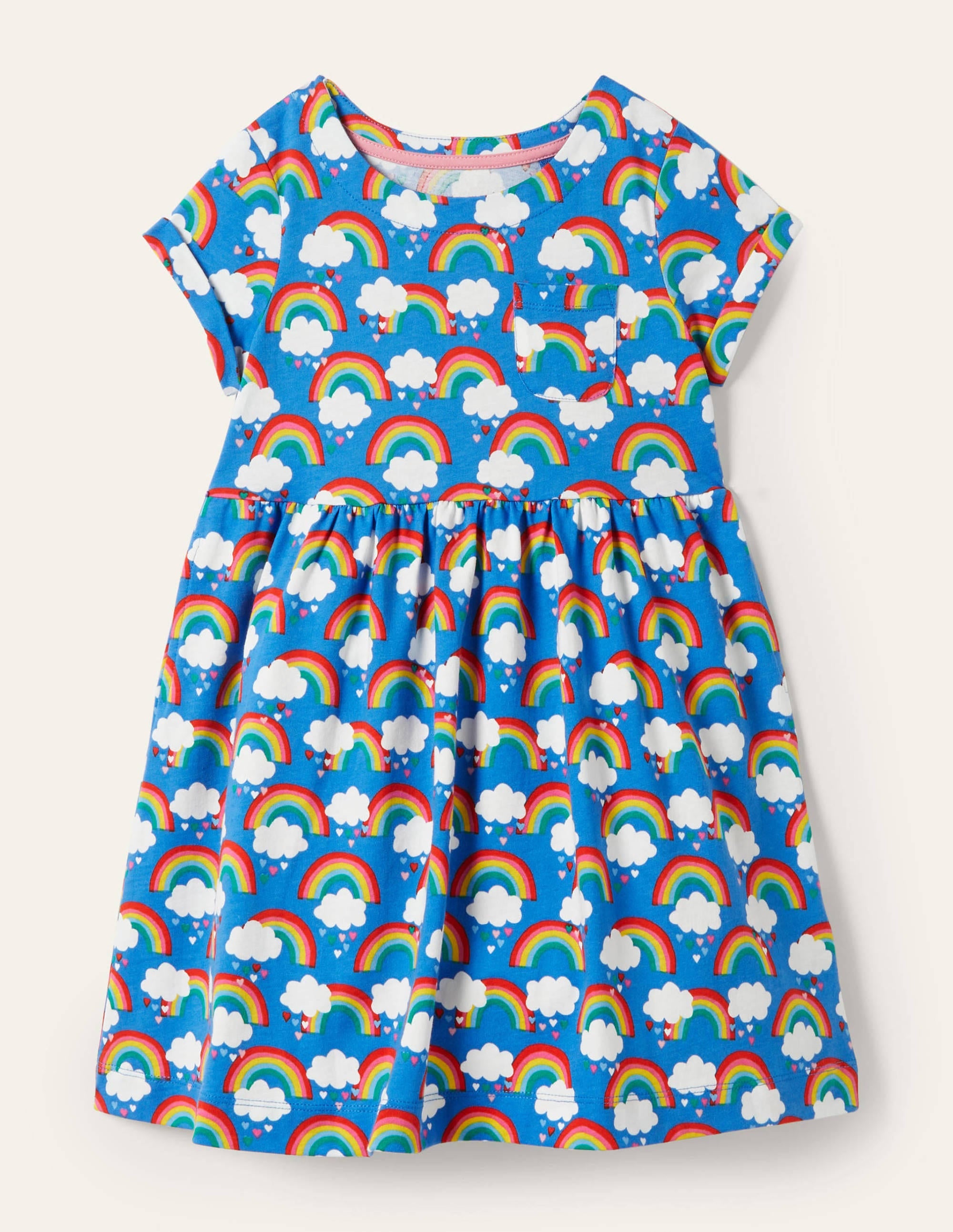 Robe fun en jersey à manches courtes-Arcs-en-ciel Love bleu marocain - Image 1