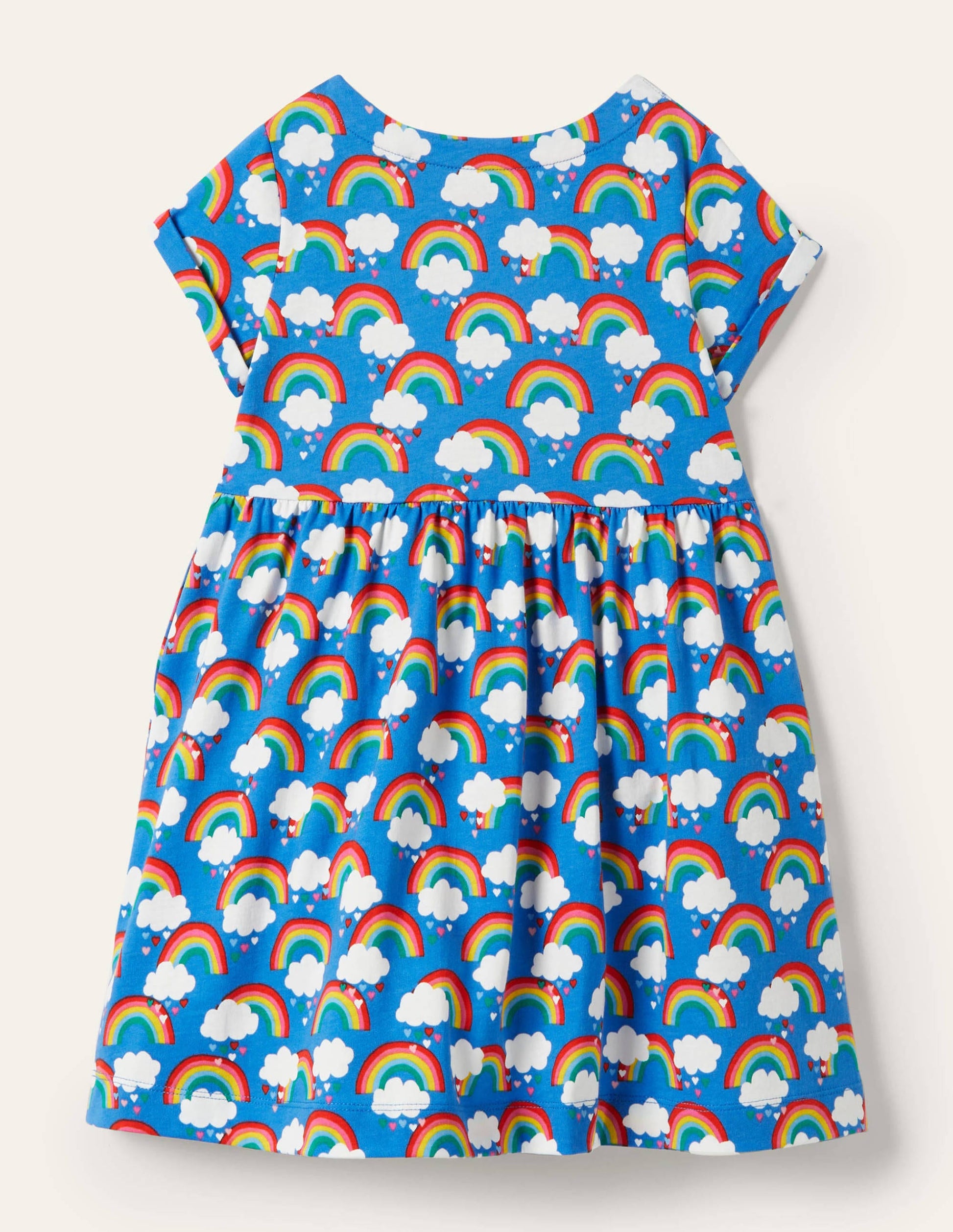 Robe fun en jersey à manches courtes-Arcs-en-ciel Love bleu marocain-2