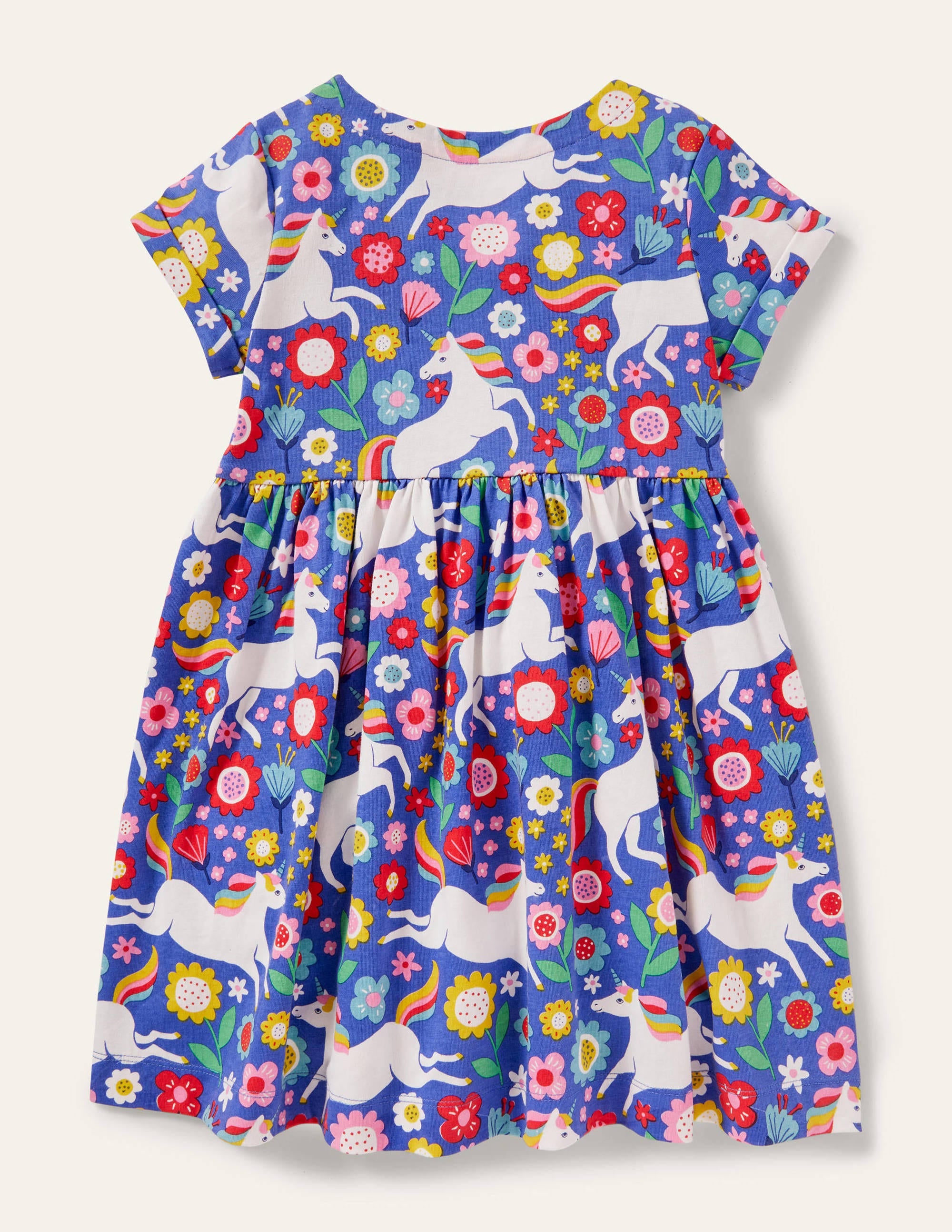 Robe fun en jersey à manches courtes-Grand motif licorne fleuri jacinthe - Image 2