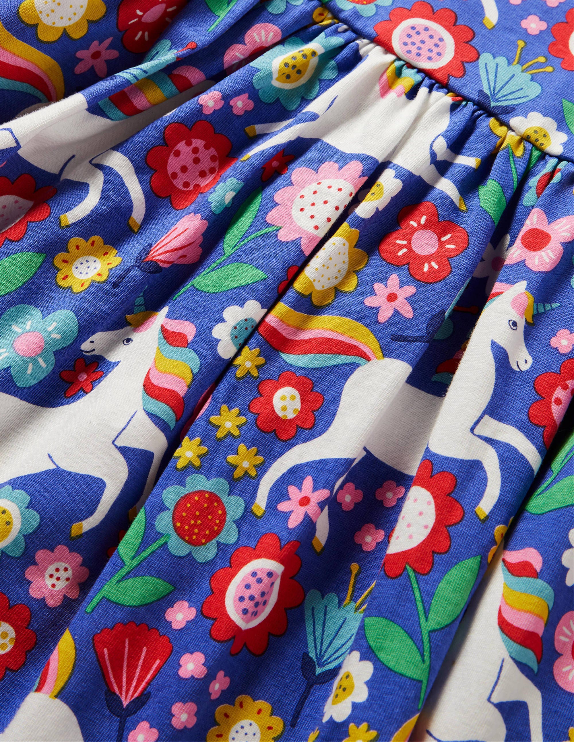 Robe fun en jersey à manches courtes-Grand motif licorne fleuri jacinthe - Image 3