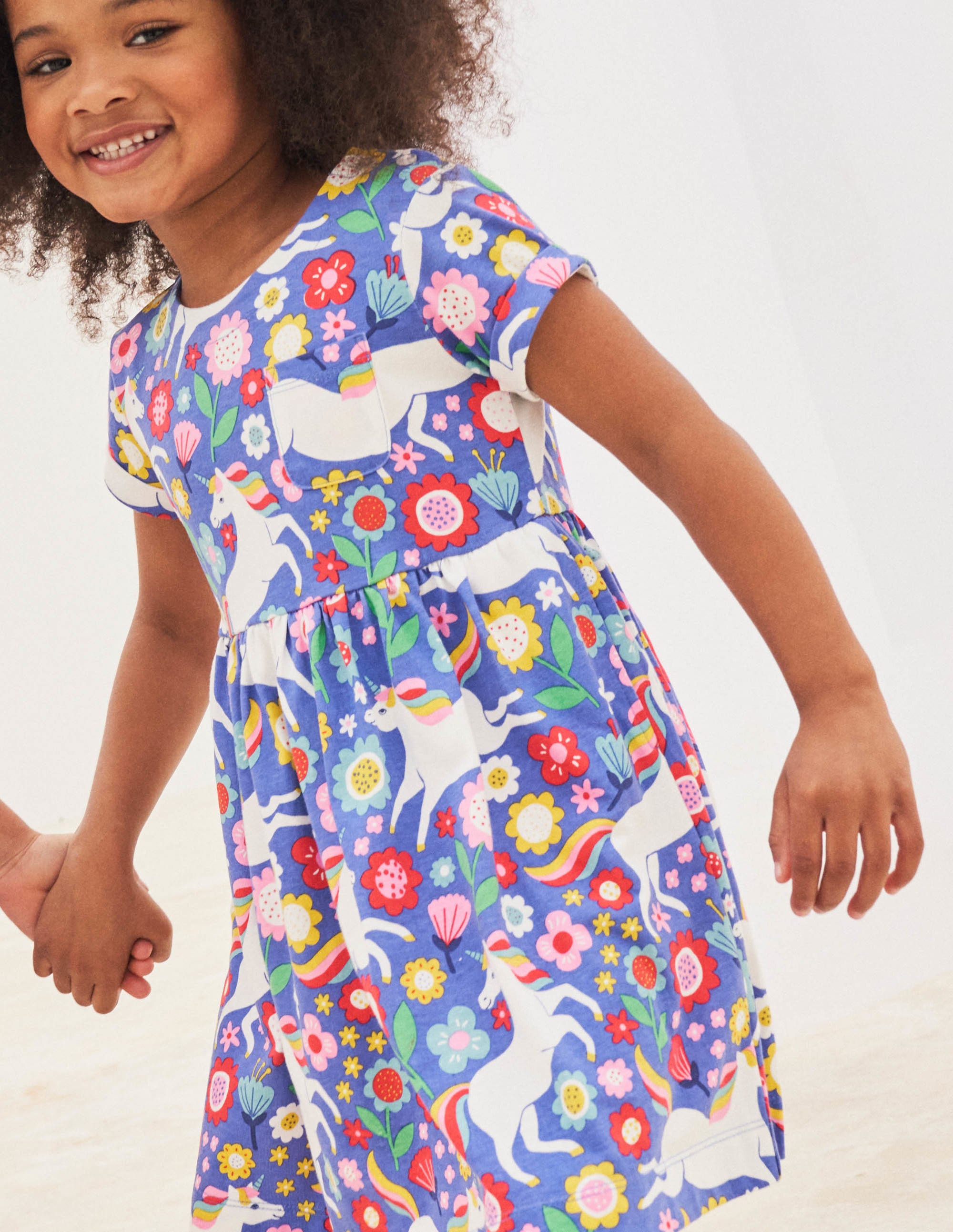 Robe fun en jersey à manches courtes-Grand motif licorne fleuri jacinthe - Image 4