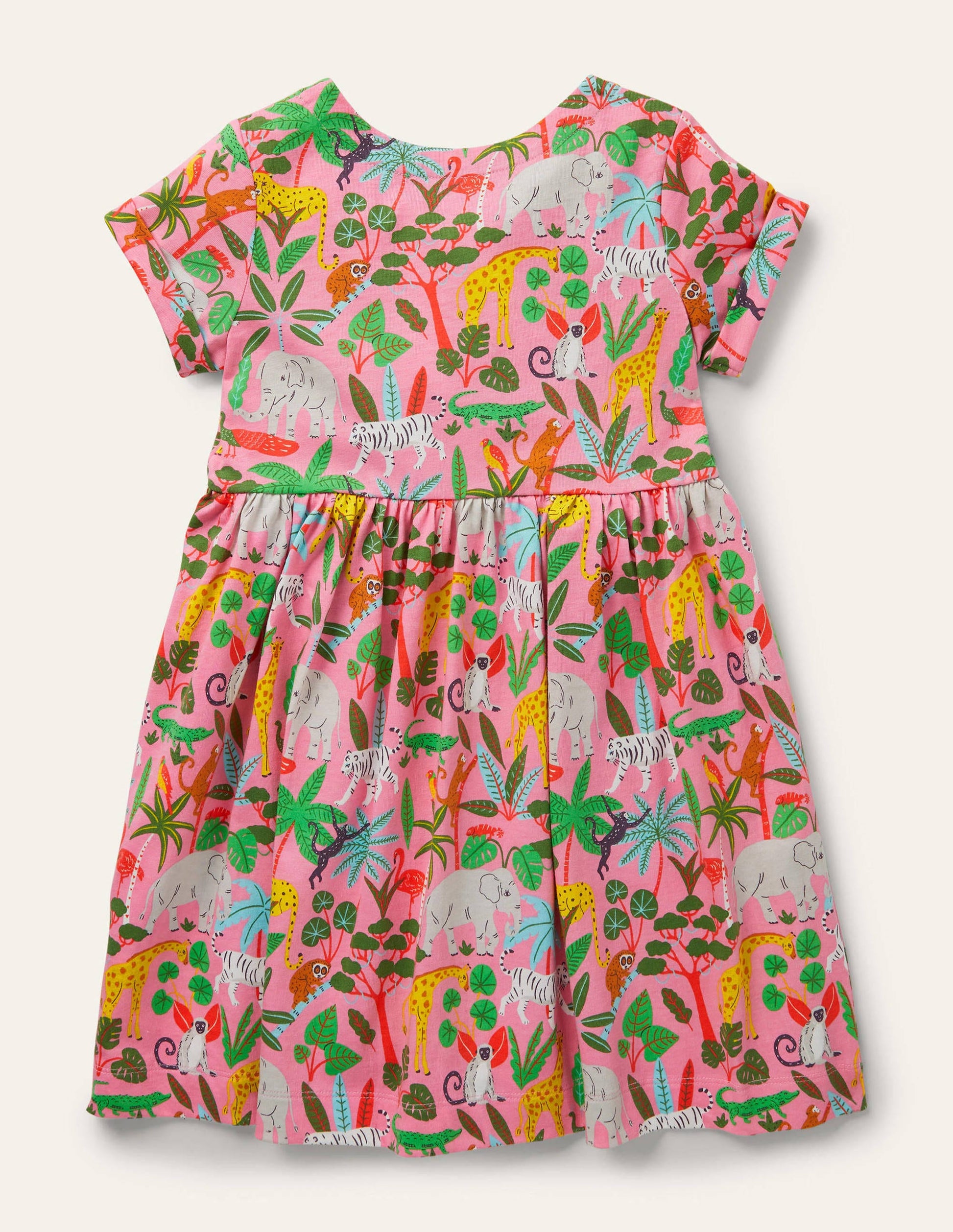 Fröhliches Jerseykleid-Hellrosa, Dschungel-2