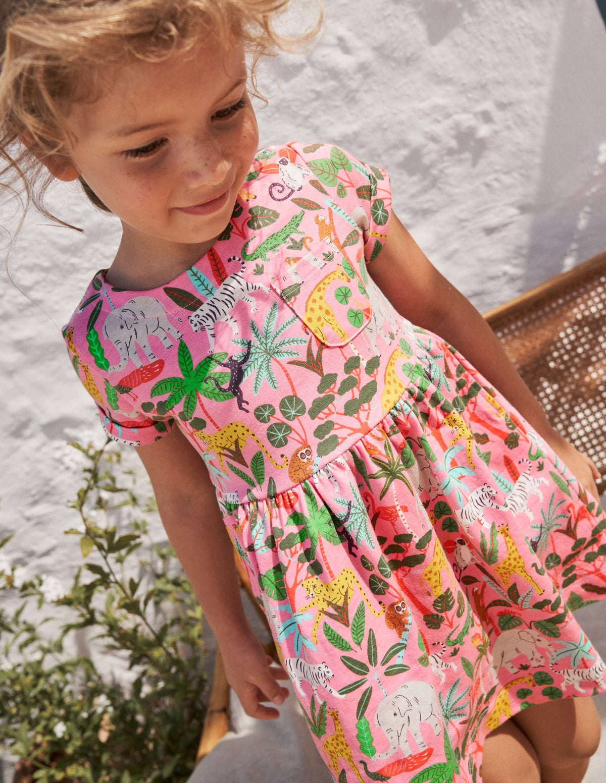 Fröhliches Jerseykleid-Hellrosa, Dschungel-5