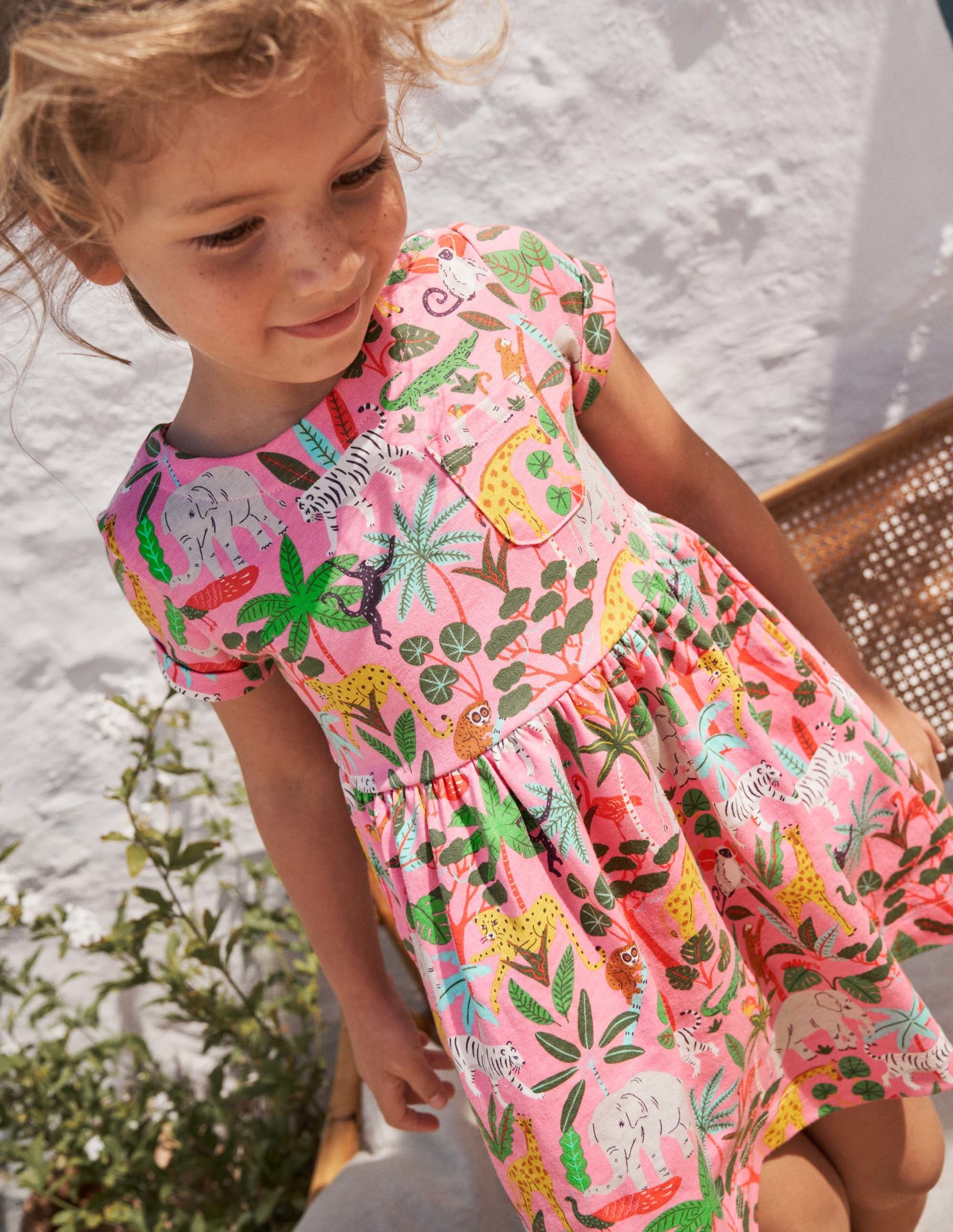 Fröhliches Jerseykleid-Hellrosa, Dschungel - Image 5
