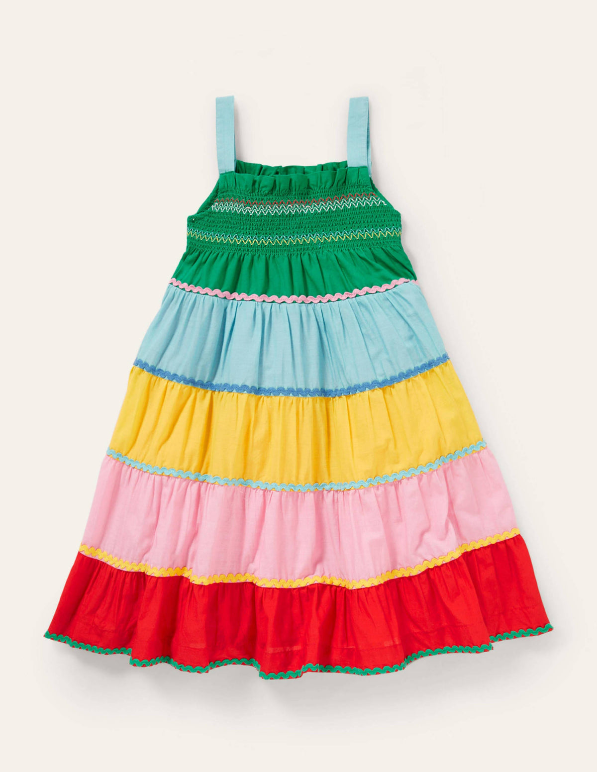 Smokkleid mit Sommermotiv-Bunt, Blockfarben - Image 2
