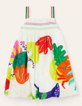 Robe d'été à smocks-Vie marine ivoire