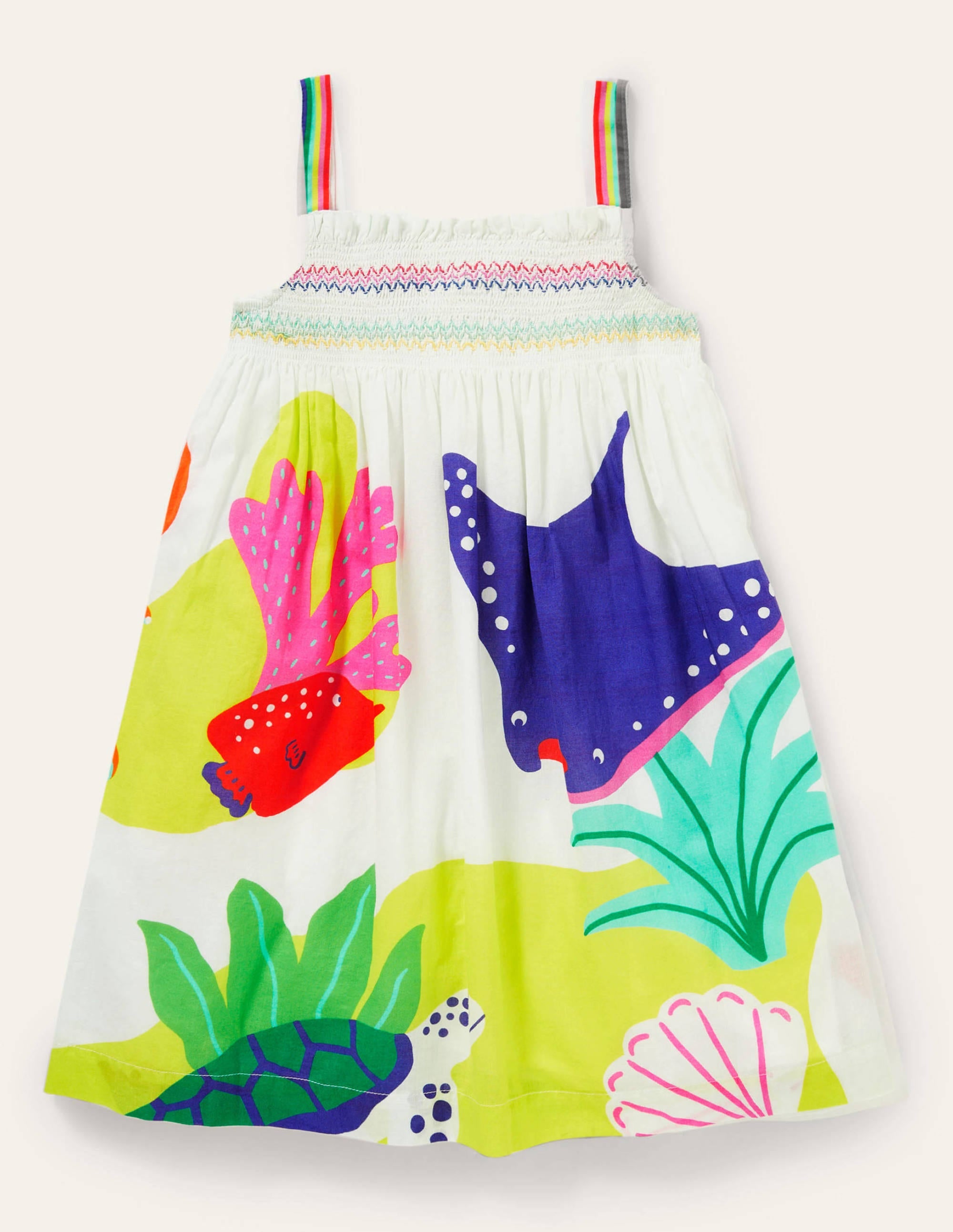 Robe d'été à smocks-Vie marine ivoire - Image 2