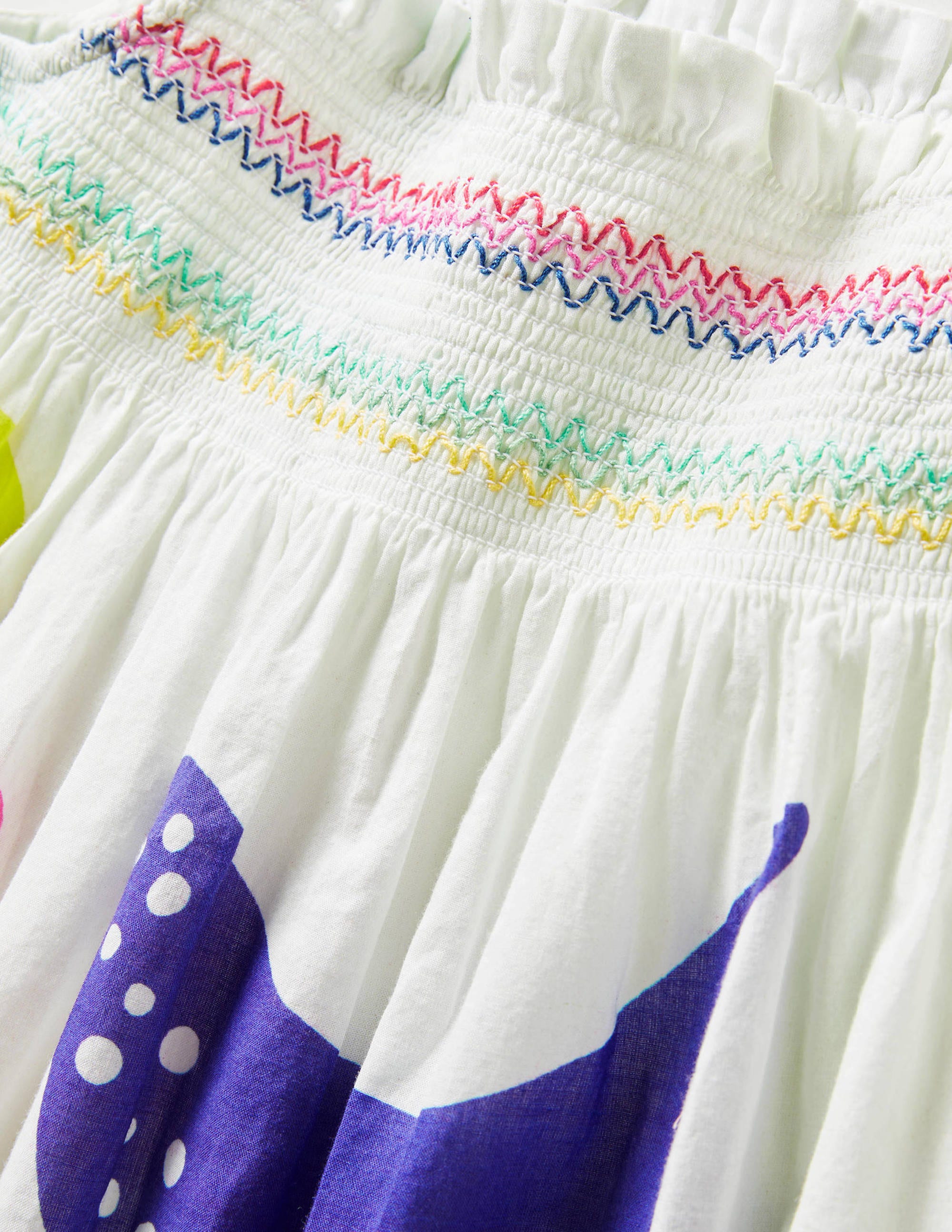 Robe d'été à smocks-Vie marine ivoire - Image 3
