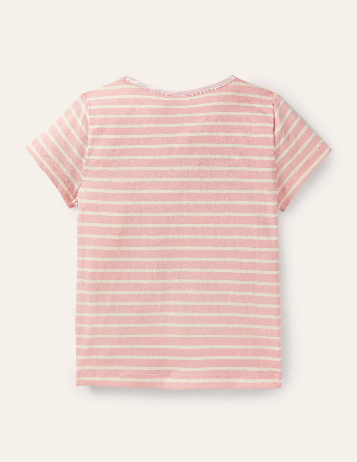 Gestreiftes T-Shirt mit Motiv-Delfinrosa/Naturweiß, Regenbogen-2