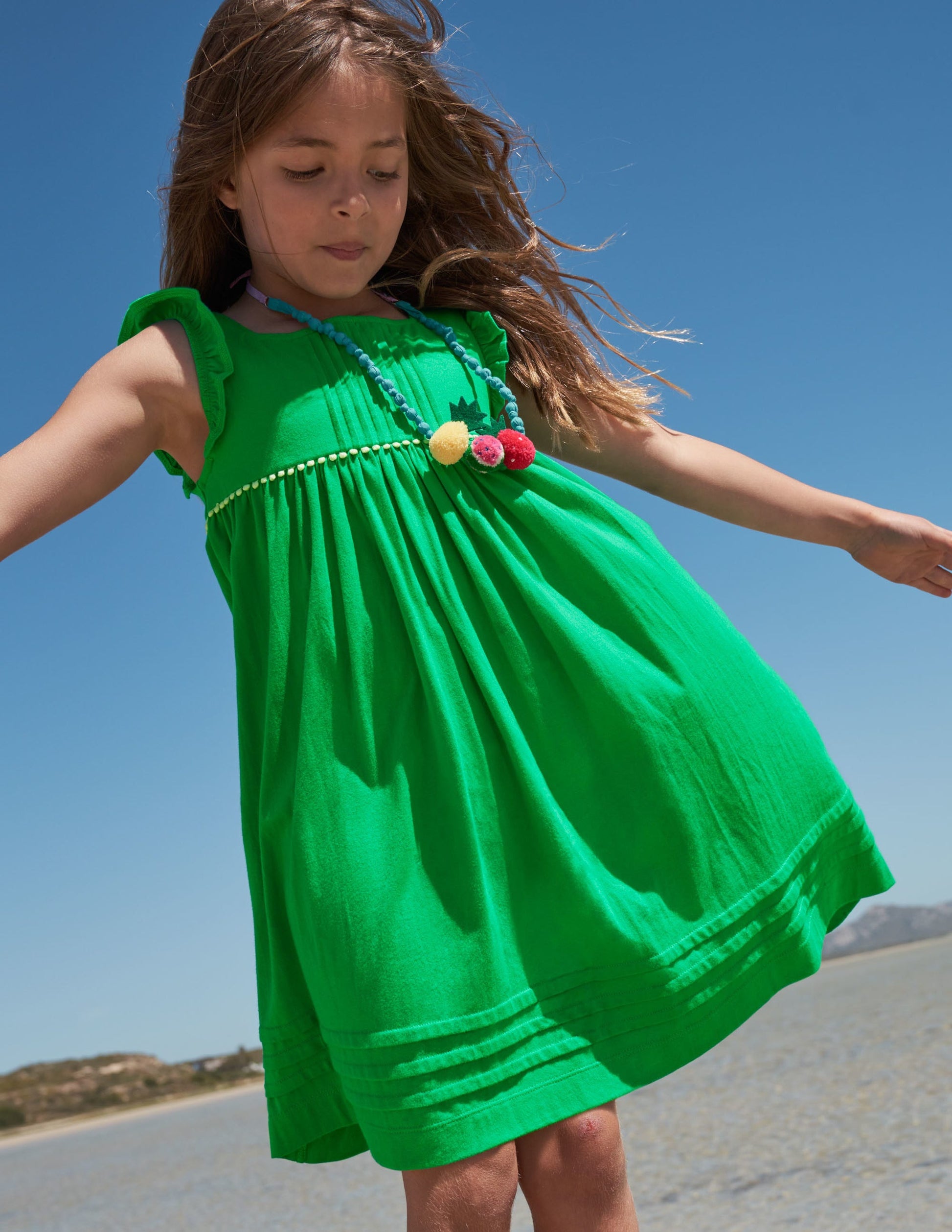 Robe en jersey à manches volantées-Poivron vert-4