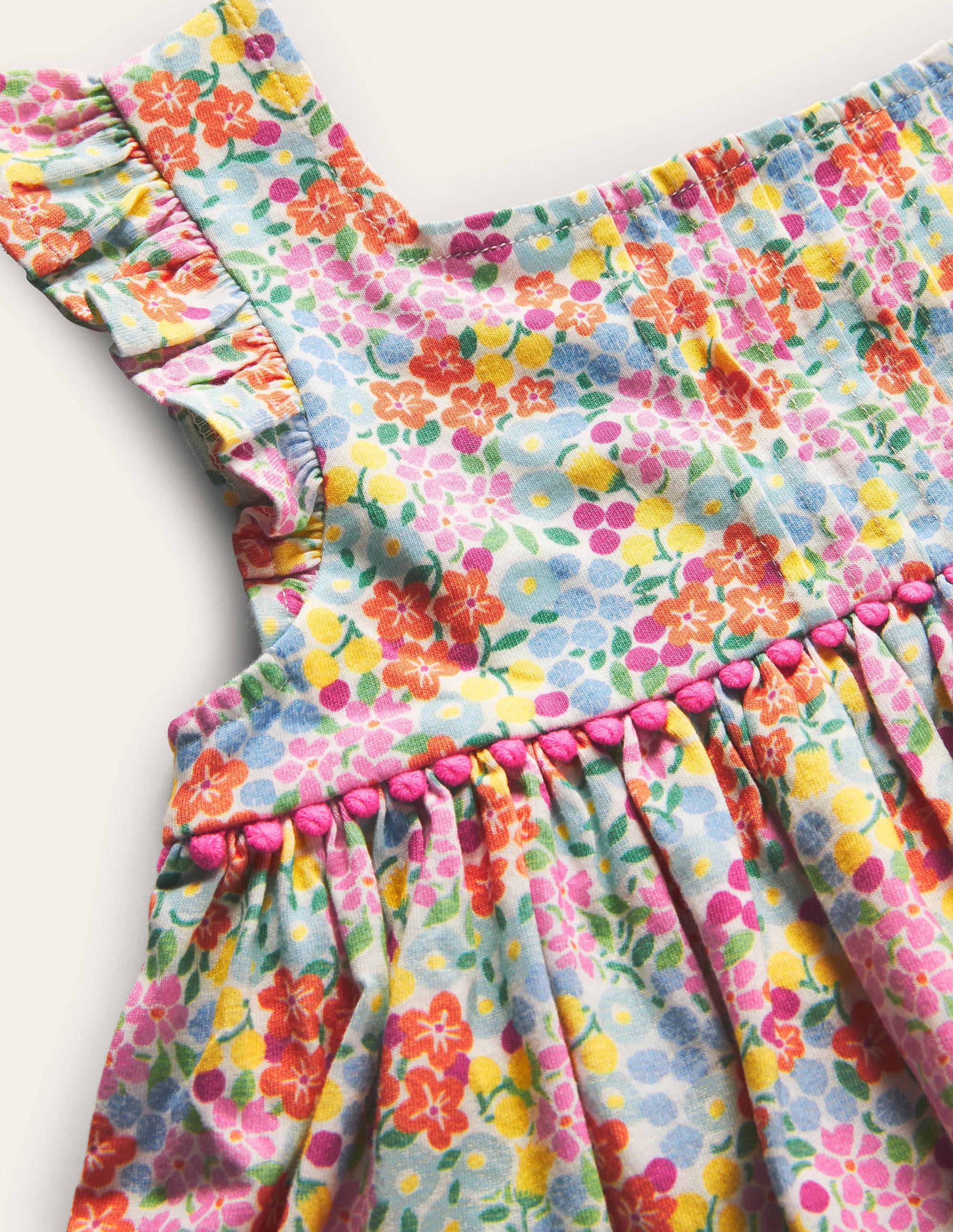 Robe en jersey à manches volantées-Lit de fleurs tropicales multi - Image 3