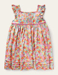 Robe en jersey à manches volantées-Lit de fleurs tropicales multi