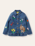 Embroidered Denim Jacket-Mid Vintage Bunnies