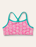 Haut de bikini à motif-Motif xylographique rose fraise