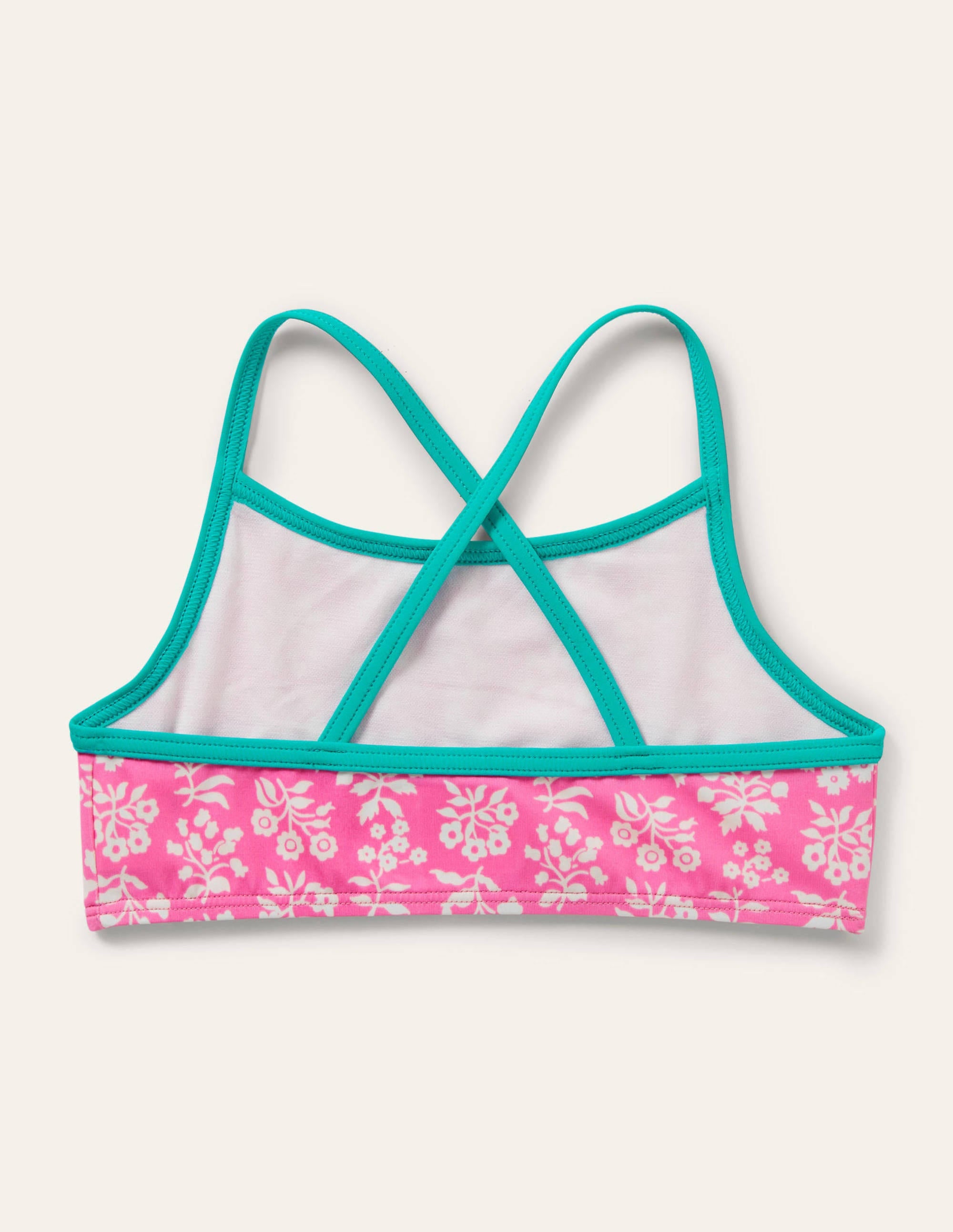 Haut de bikini à motif-Motif xylographique rose fraise - Image 2