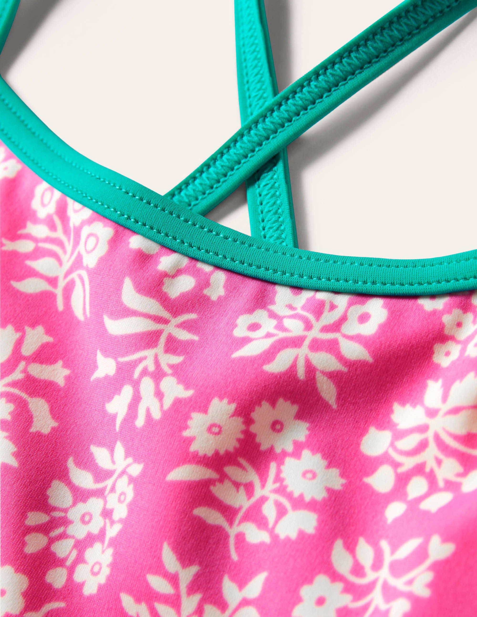 Haut de bikini à motif-Motif xylographique rose fraise - Image 3