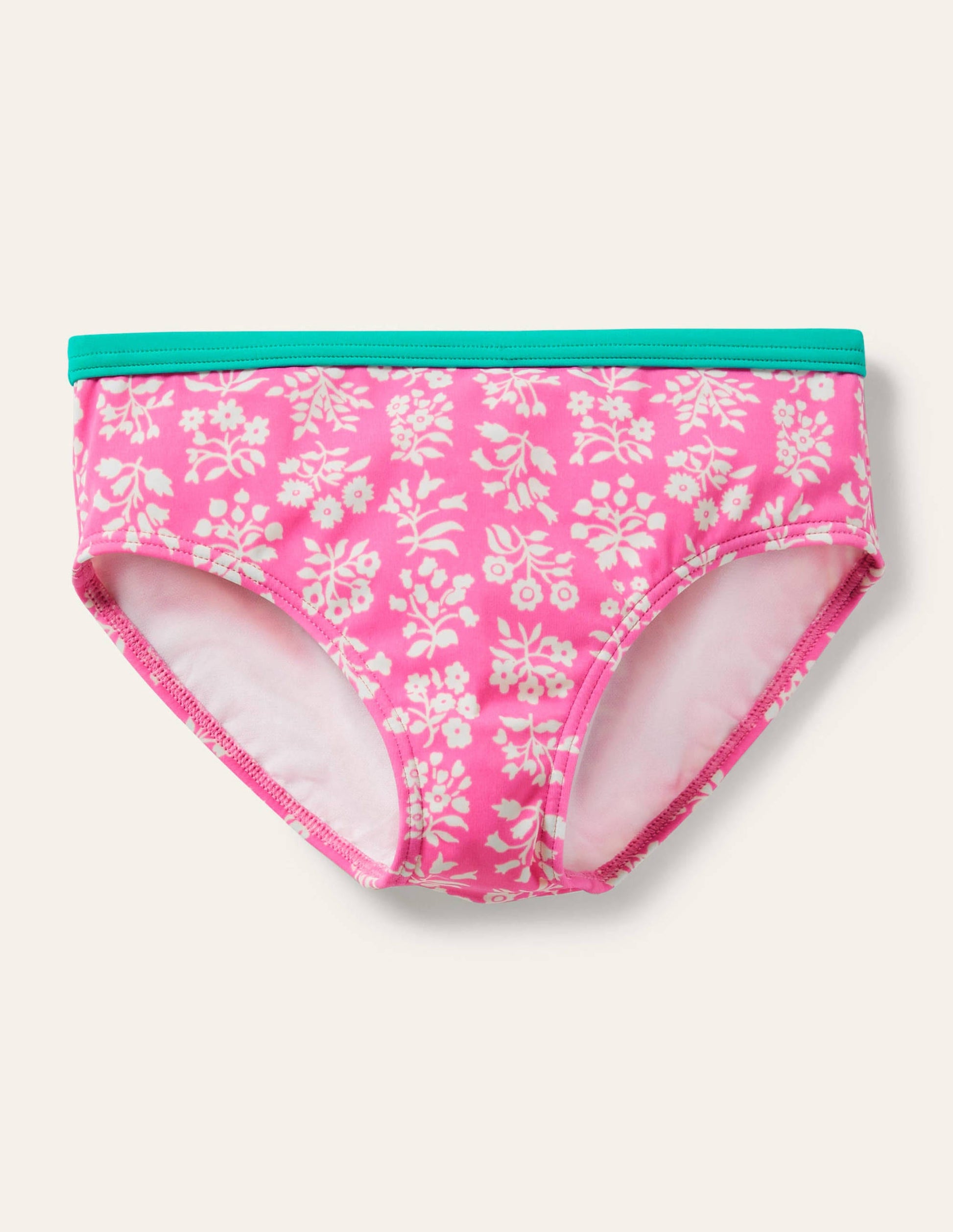 Patterned Bikini Bottoms-Strawberry Pink Woodblock-1