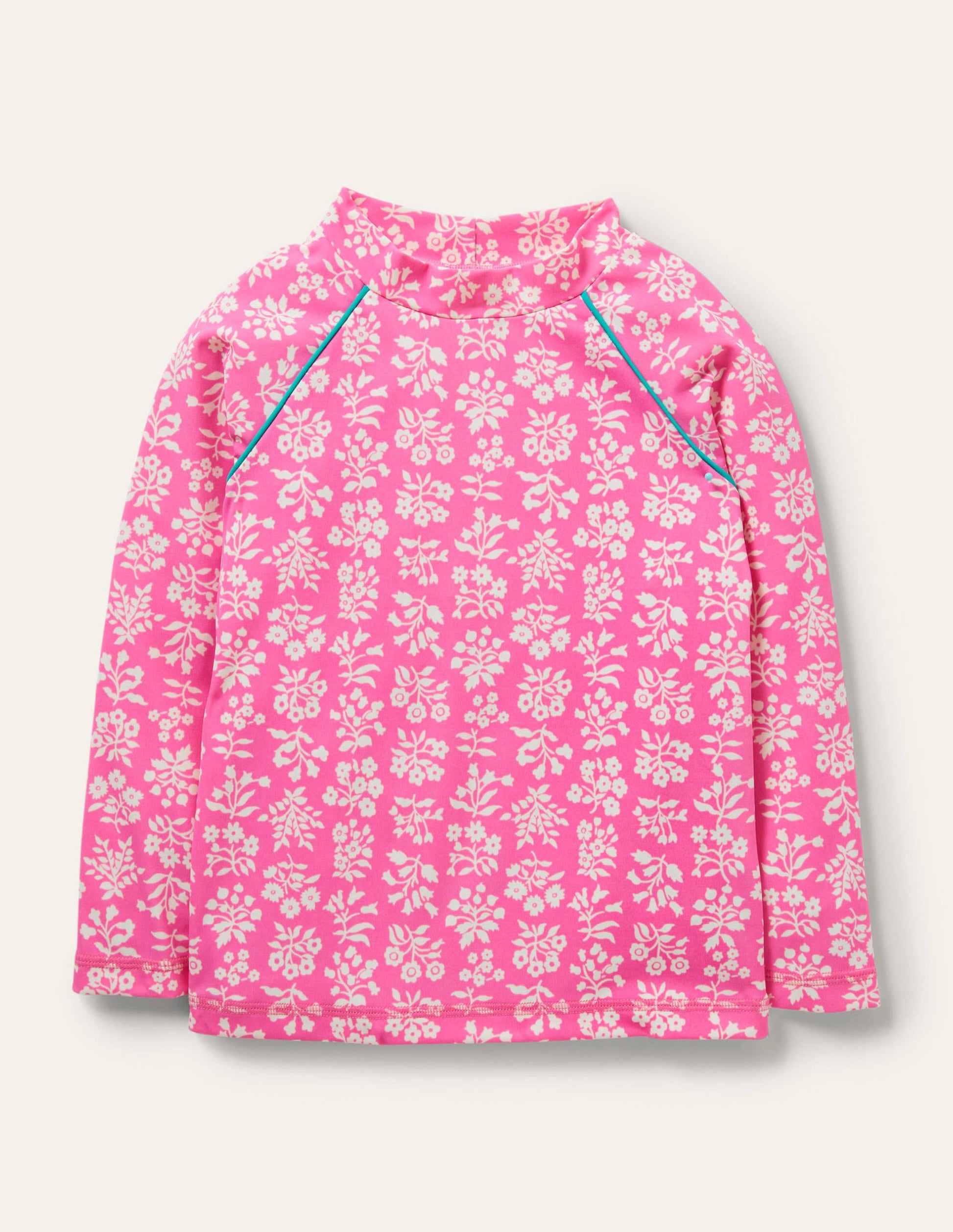 Haut de plage à motif-Motif xylographique rose fraise-1