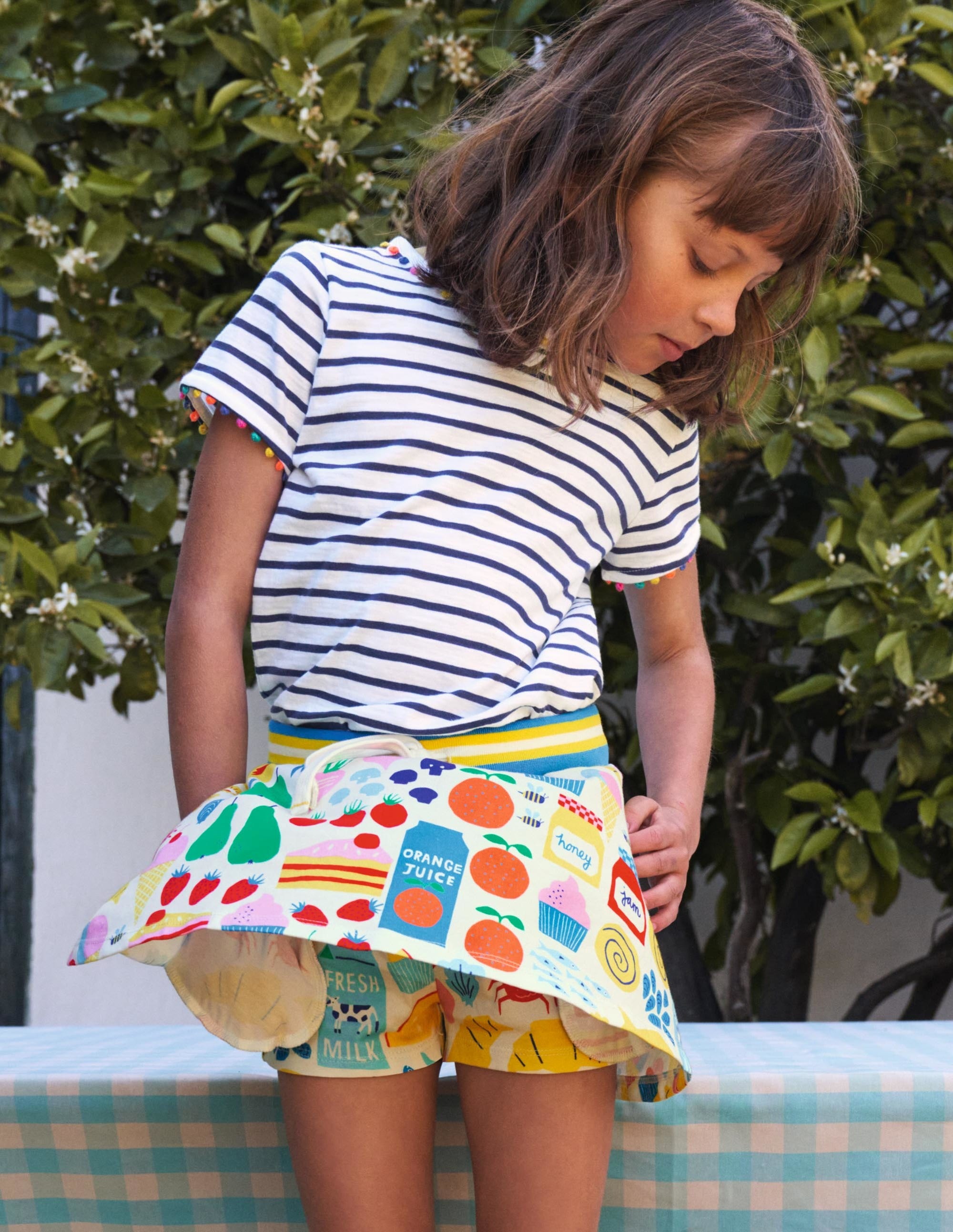 Gemusterter Jersey-Skort-Bunt, Lebensmittelmuster - Image 4