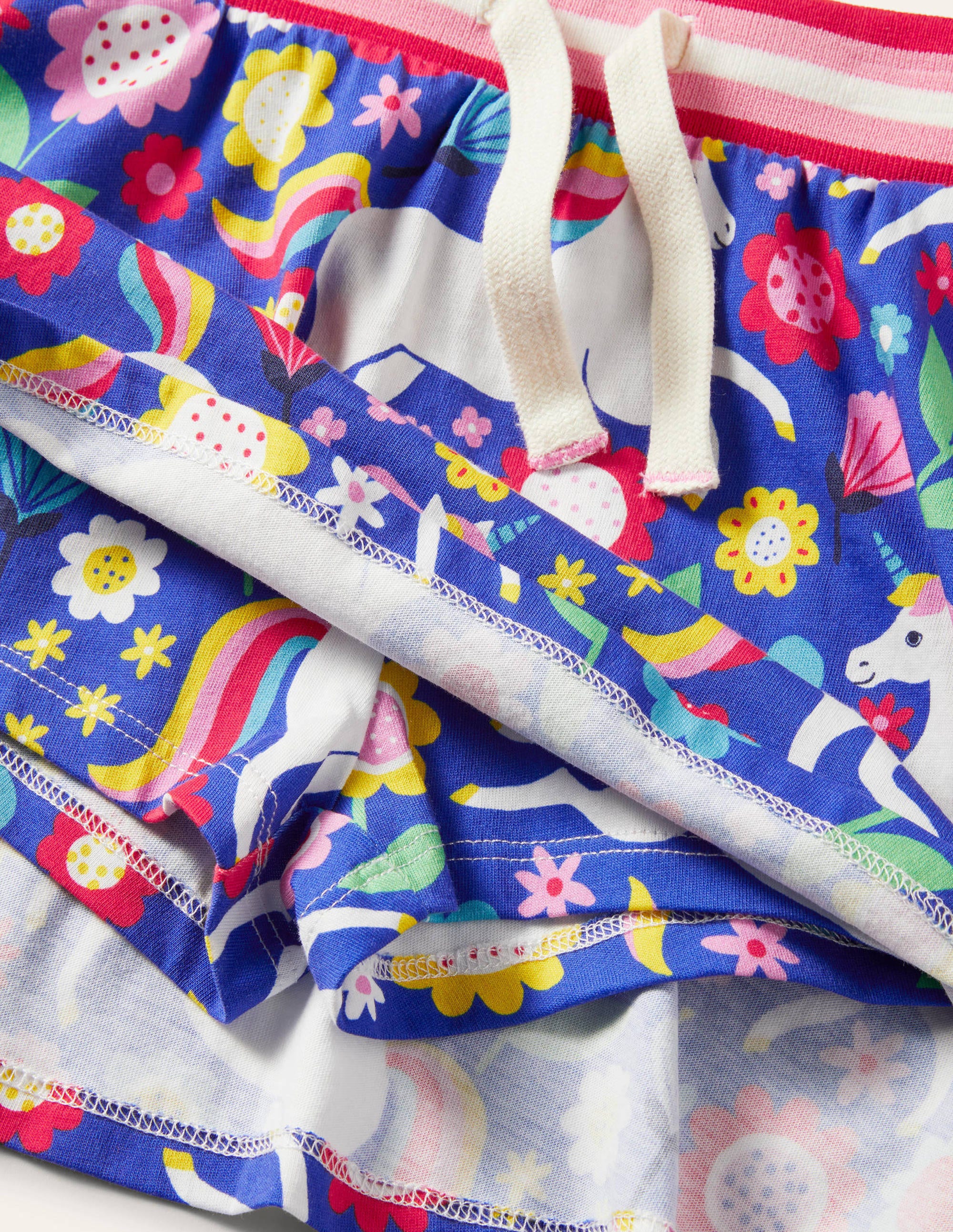 Gemusterter Jersey-Skort-Glockenblumenblau, Einhorn-/Blumenmuster - Image 3
