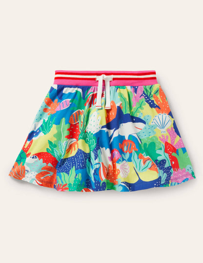 Jupe-short imprimée en jersey-Récif arc-en-ciel multi-1