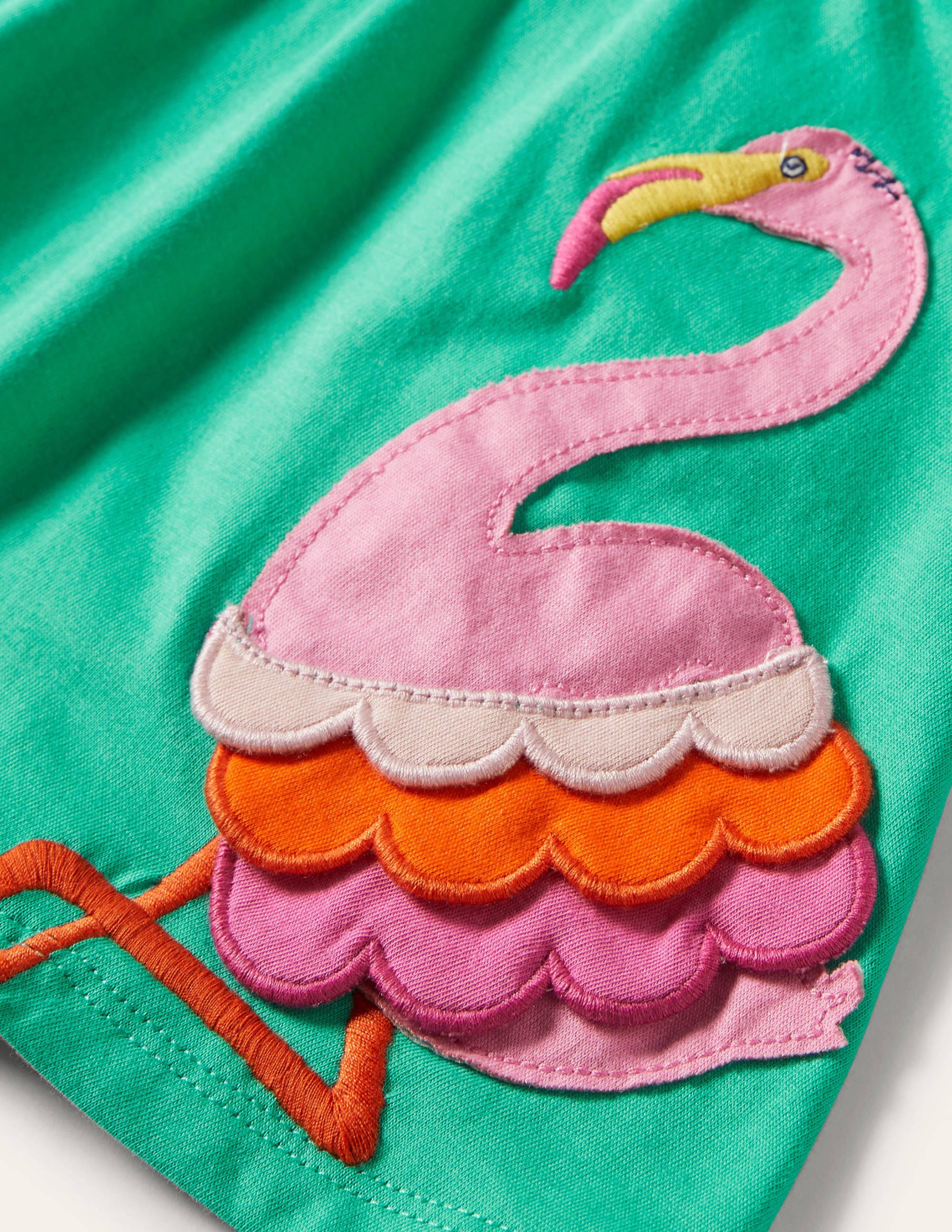 Jerseyskort mit Applikation-Tropisches Grün, Flamingo - Image 3