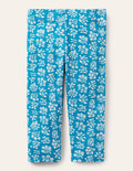 Legging court fun-Motif xylographique bleu Bahamas