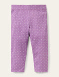 Legging court fun-Petits pois ivoire violet froid