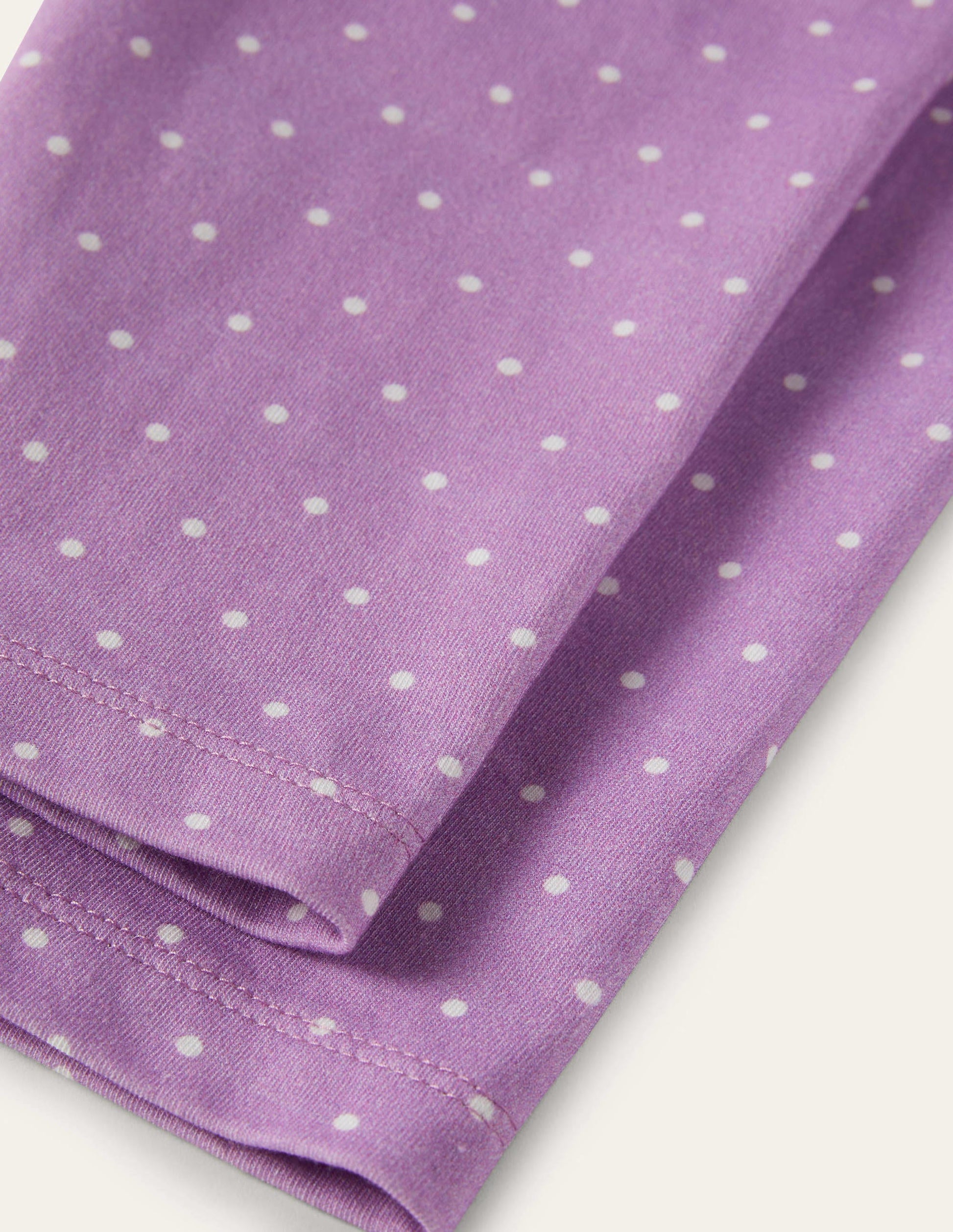 Legging court fun-Petits pois ivoire violet froid-3