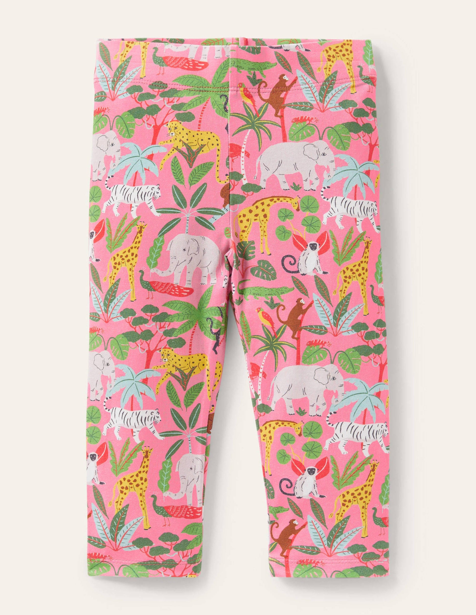 Fröhliche 7/8-Leggings-Hellrosa, Dschungel-1
