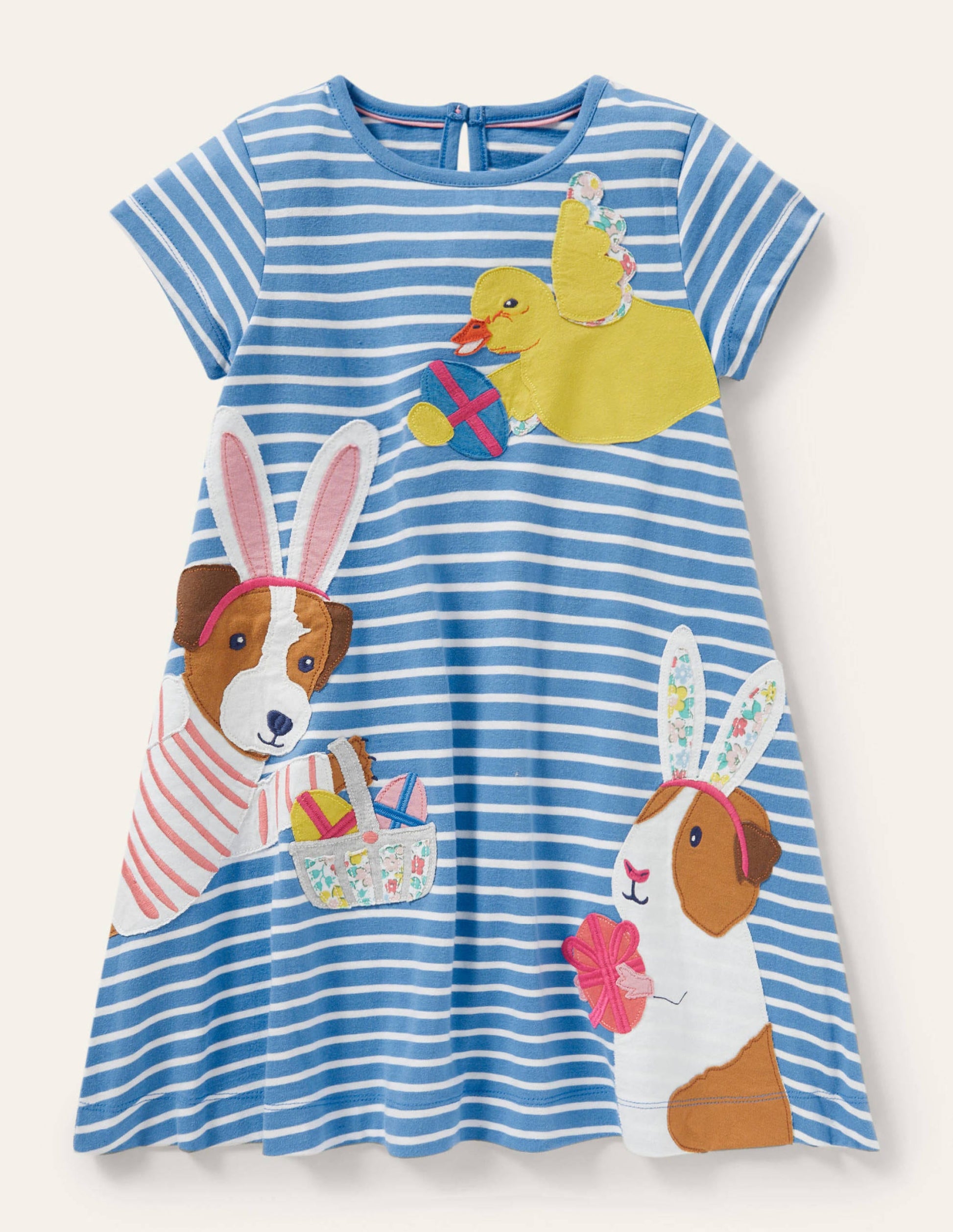 Fröhliches Kleid mit großer Applikation-Bluebell/Ivory Guinea Pigs-1