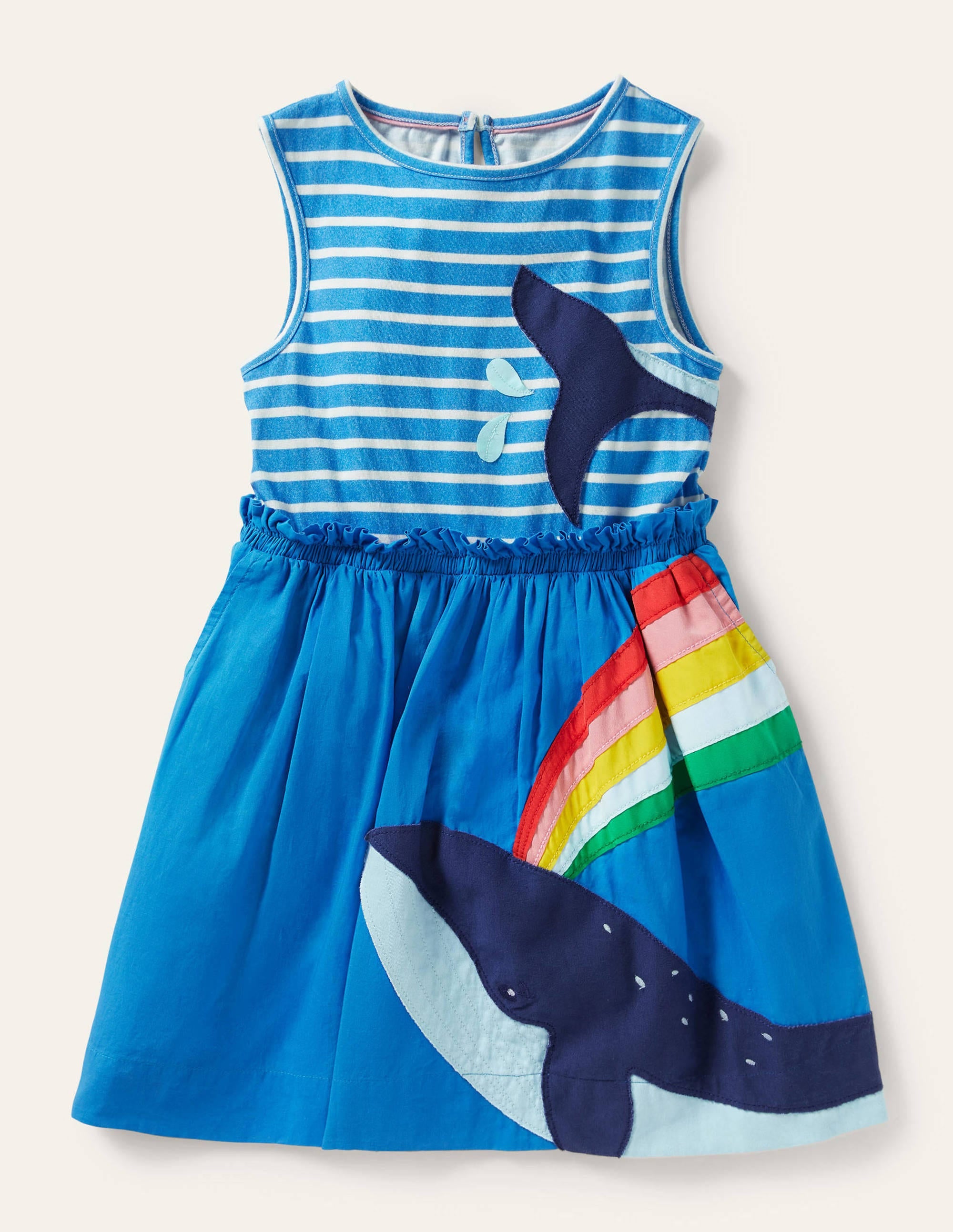 Robe mélangée tissée à appliqué-Baleine bleu marocain/ivoire - Image 1