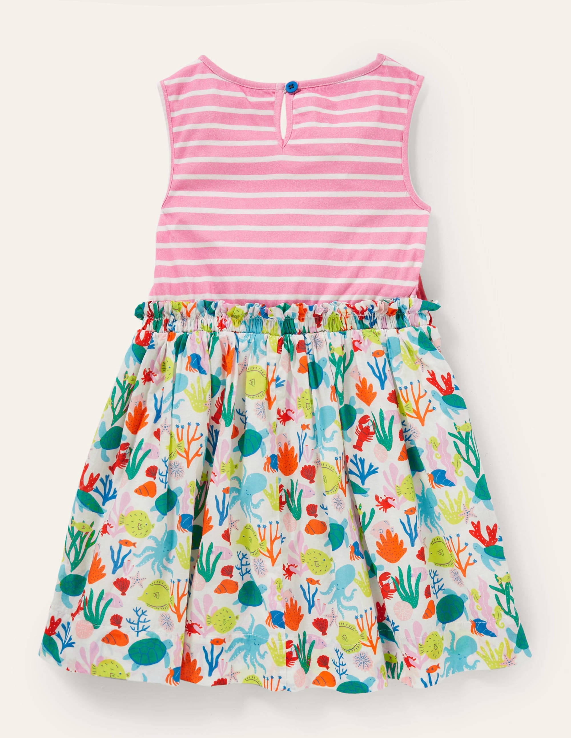 Robe mélangée tissée à appliqué-Crabe rose boto/ivoire - Image 2